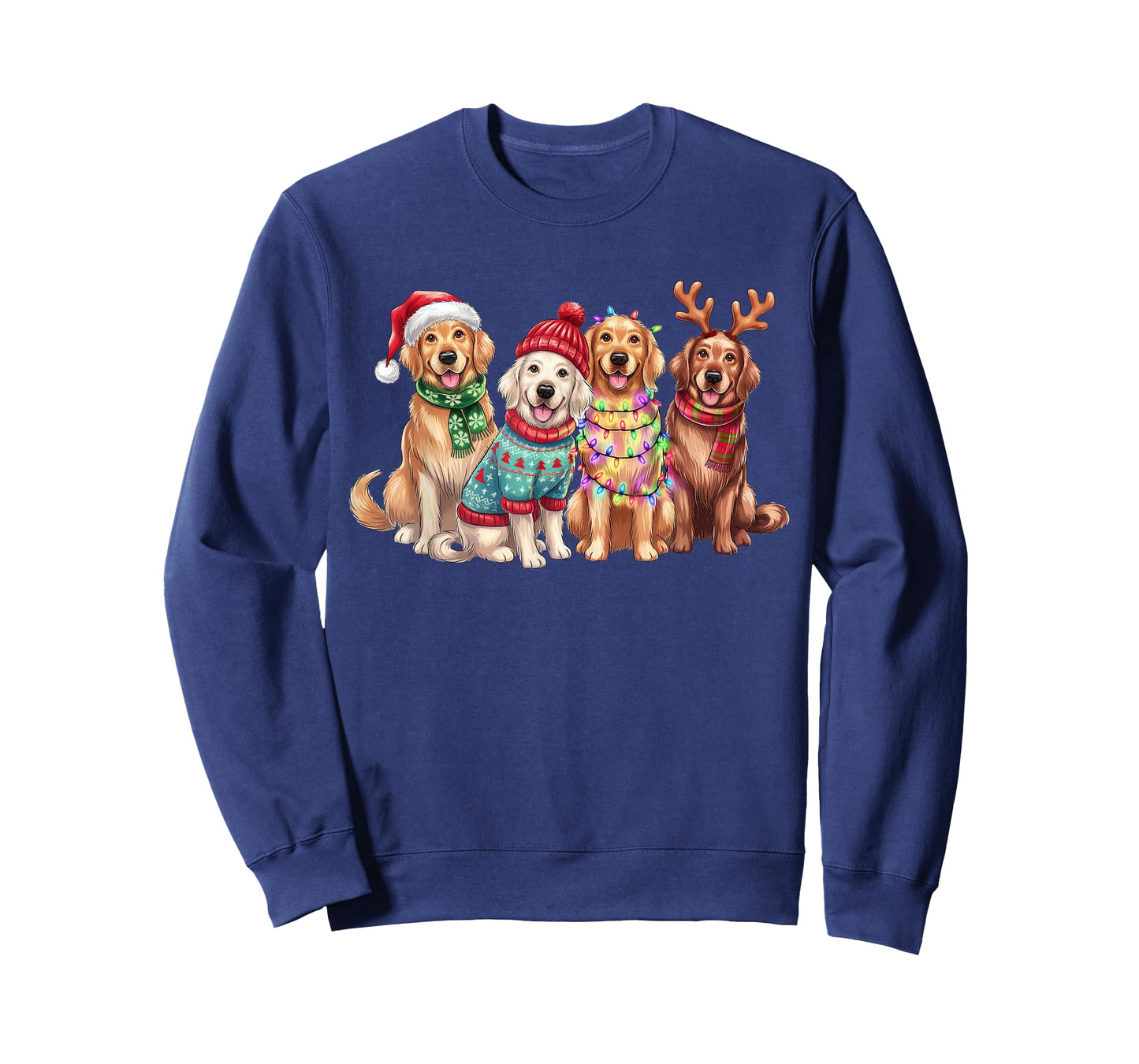 Golden Retriever Reindeer Christmas Lights Dog Lover Xmas T-Shirt