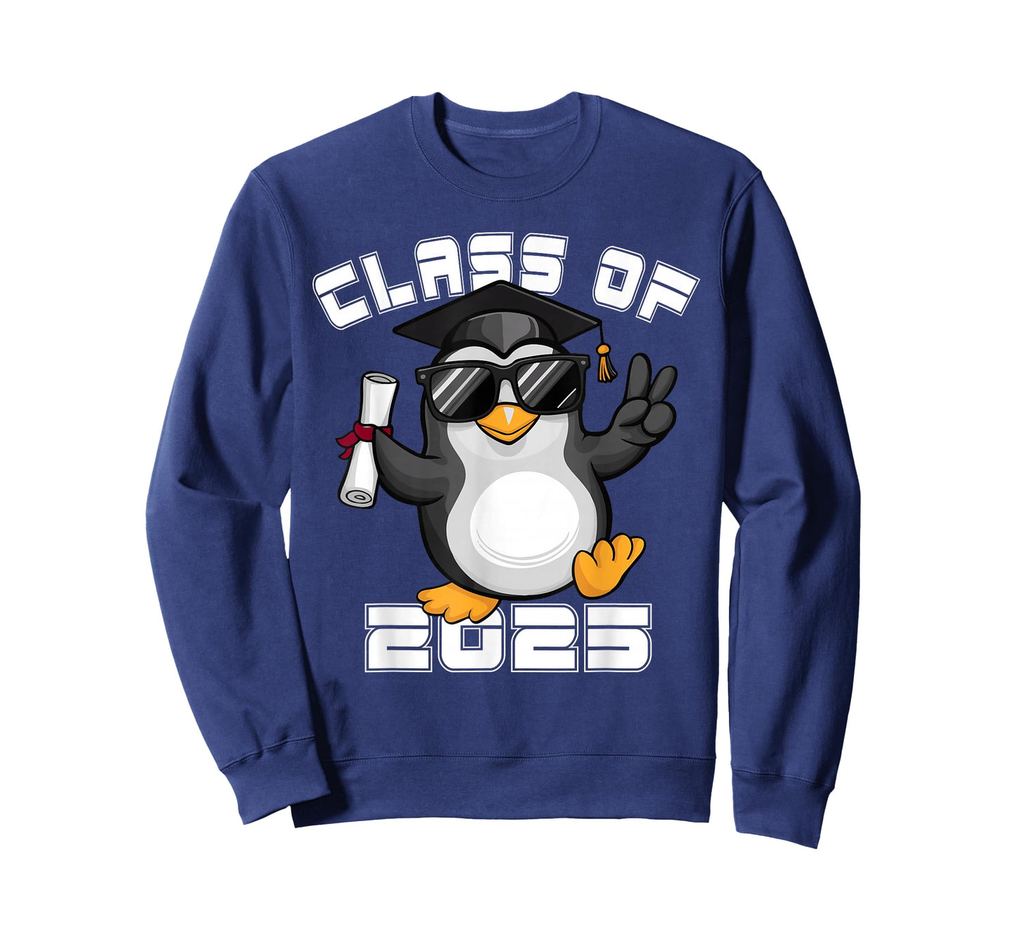 Peace Sign Hand Penguin Class of 2025 Graduation T-Shirt