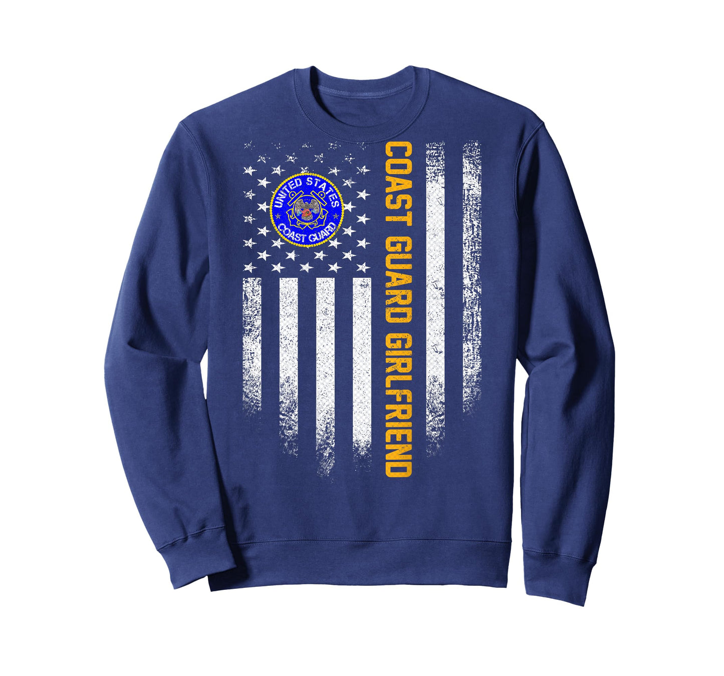 Vintage American Flag Proud Coast Guard Veteran Girlfriend T-Shirt