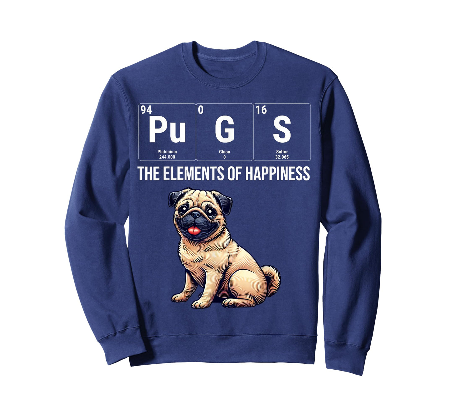 Pugs The Elements Of Happiness Periodic Table Chemistry T-Shirt