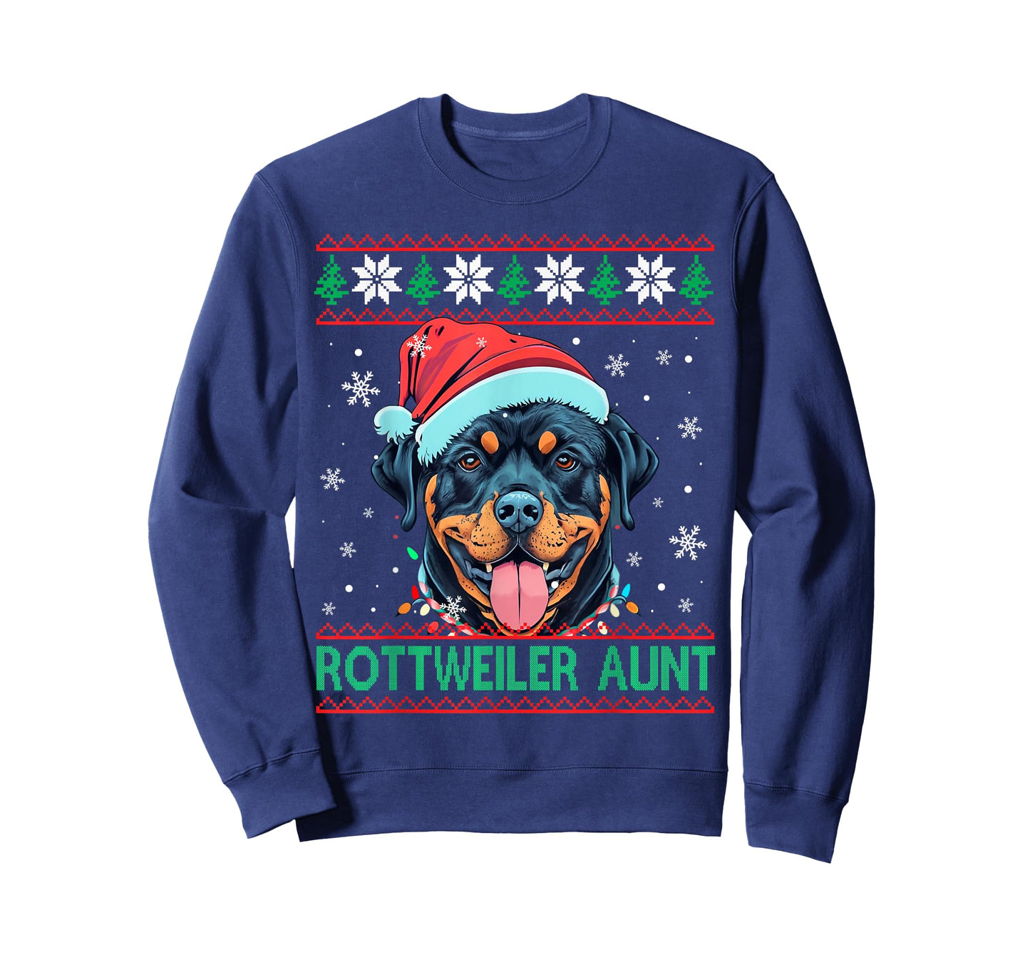 Rottweiler Aunt Santa Hat Rottweiler Dog Ugly Christmas T-Shirt for Men Women Kids