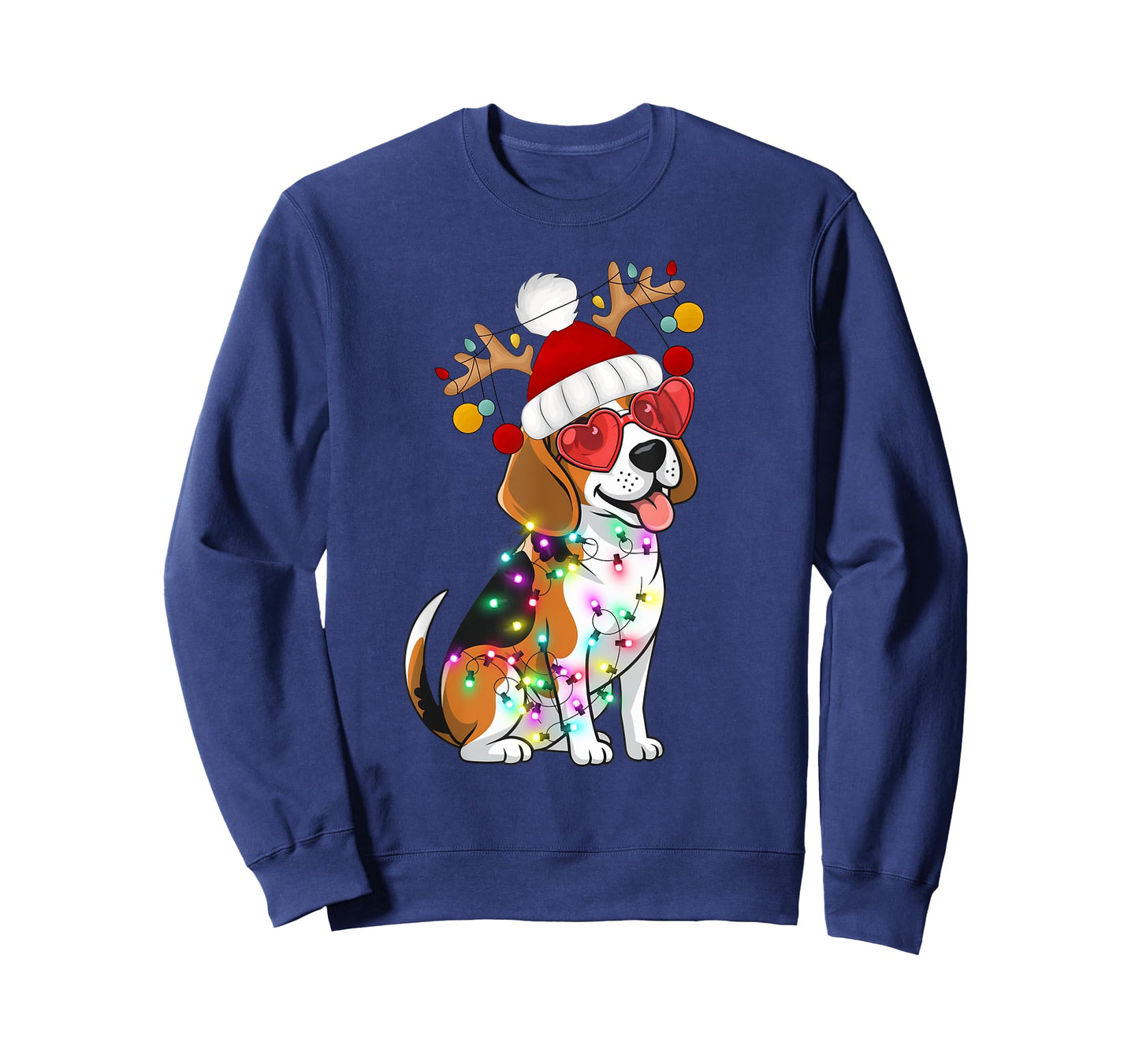 Beagle Dog Christmas Lights Santa Holiday Design T-Shirt