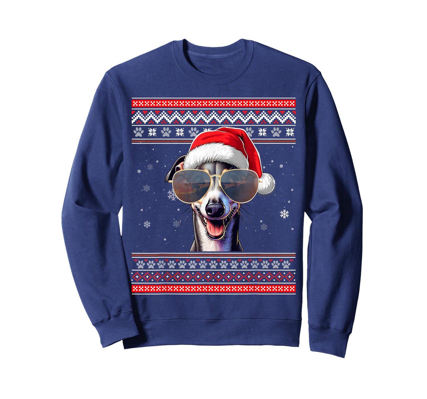 Ugly Sweater X-mas Santa Italian Greyhound Dog Christmas T-Shirt