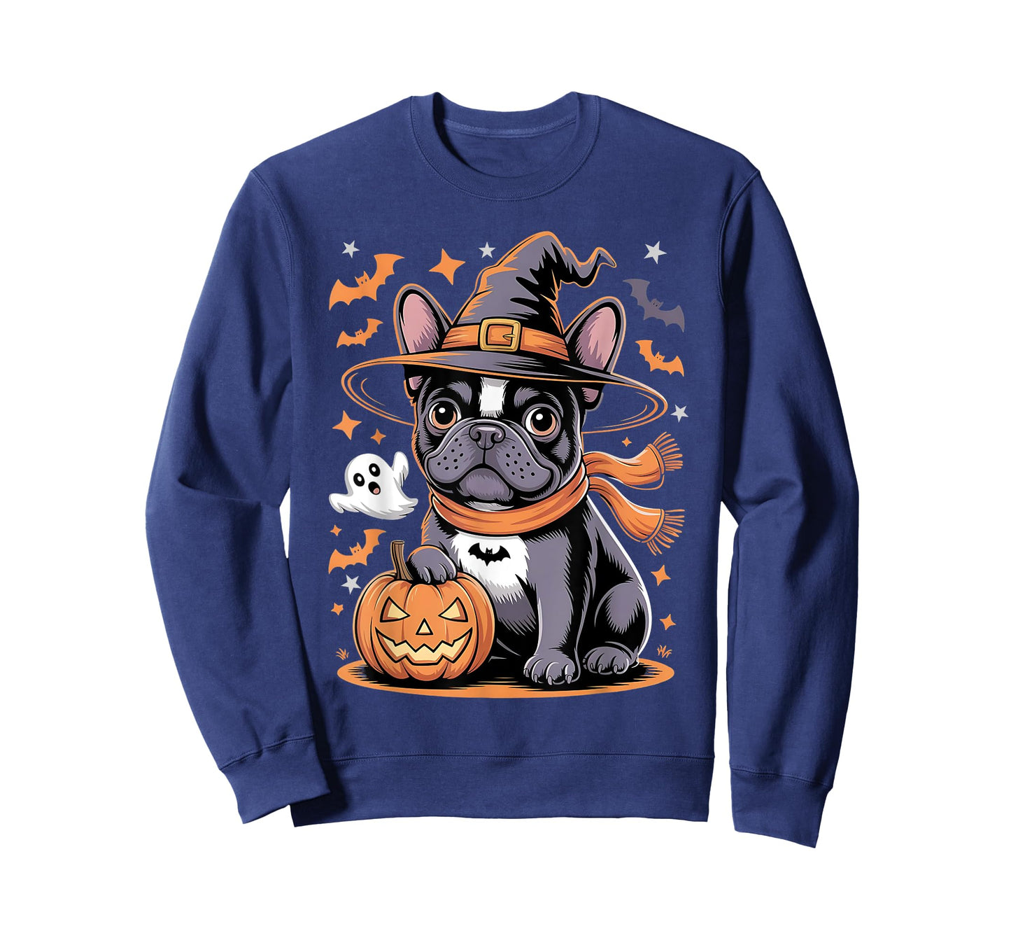 French Bulldog Halloween Funny Pumpking Dog Witch Hat Spooky T-Shirt