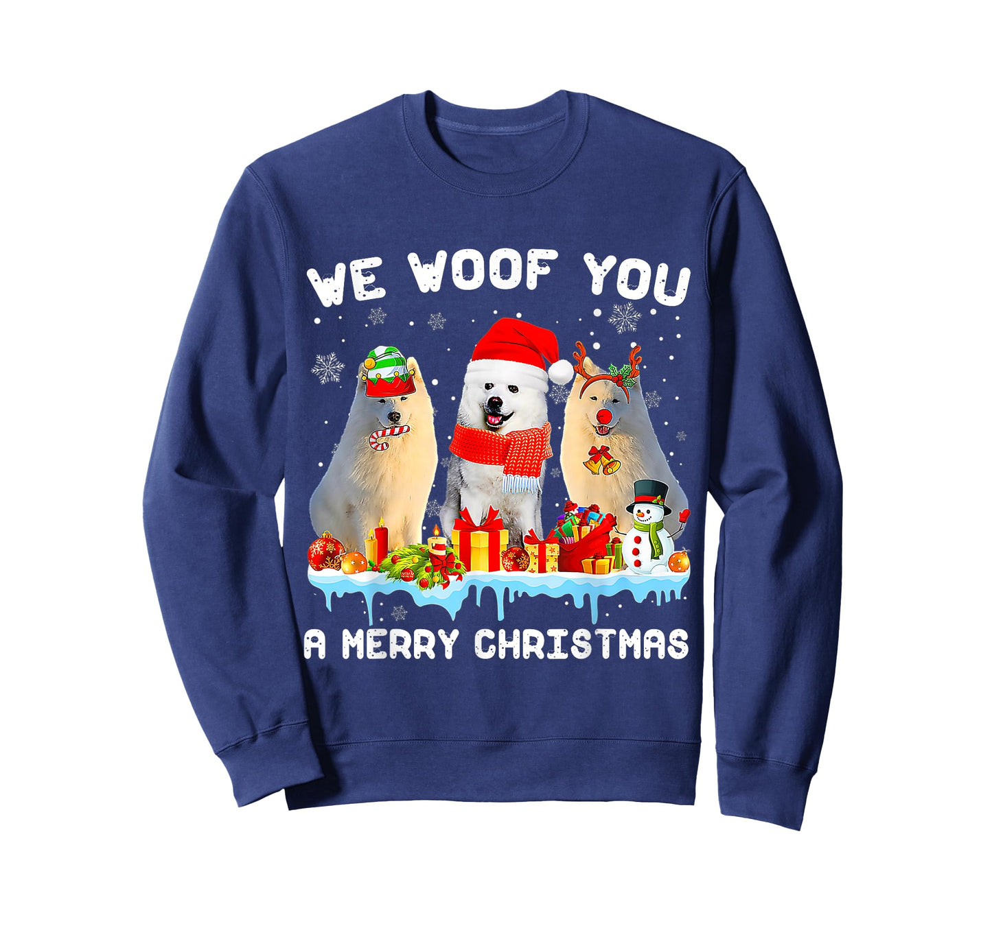 Funny Merry Woofmas American Eskimo Christmas Ornaments T-Shirt