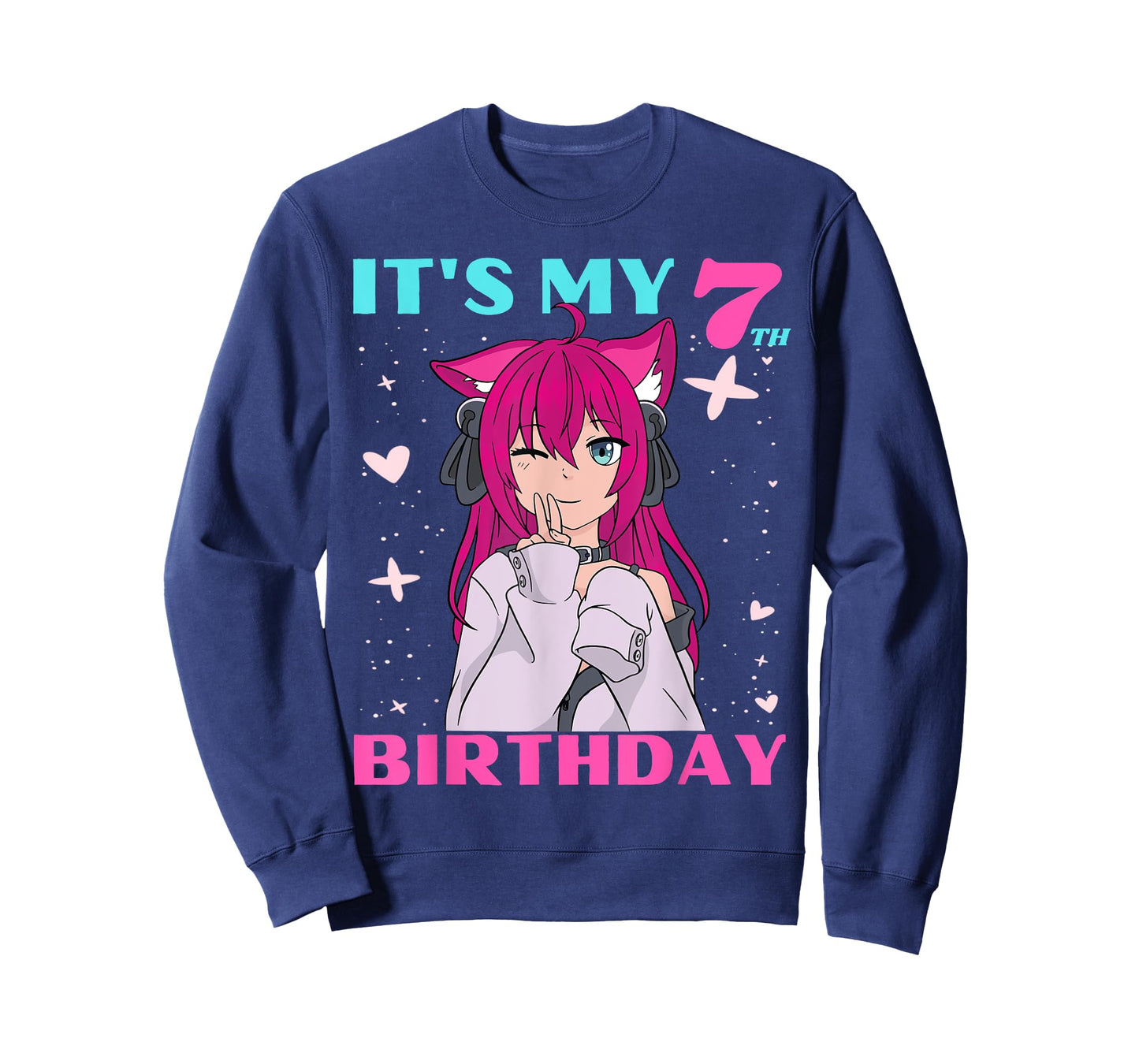 Anime Girl It's My 7th Birthday 7 Years Birthday Girl Kawaii T-Shirt