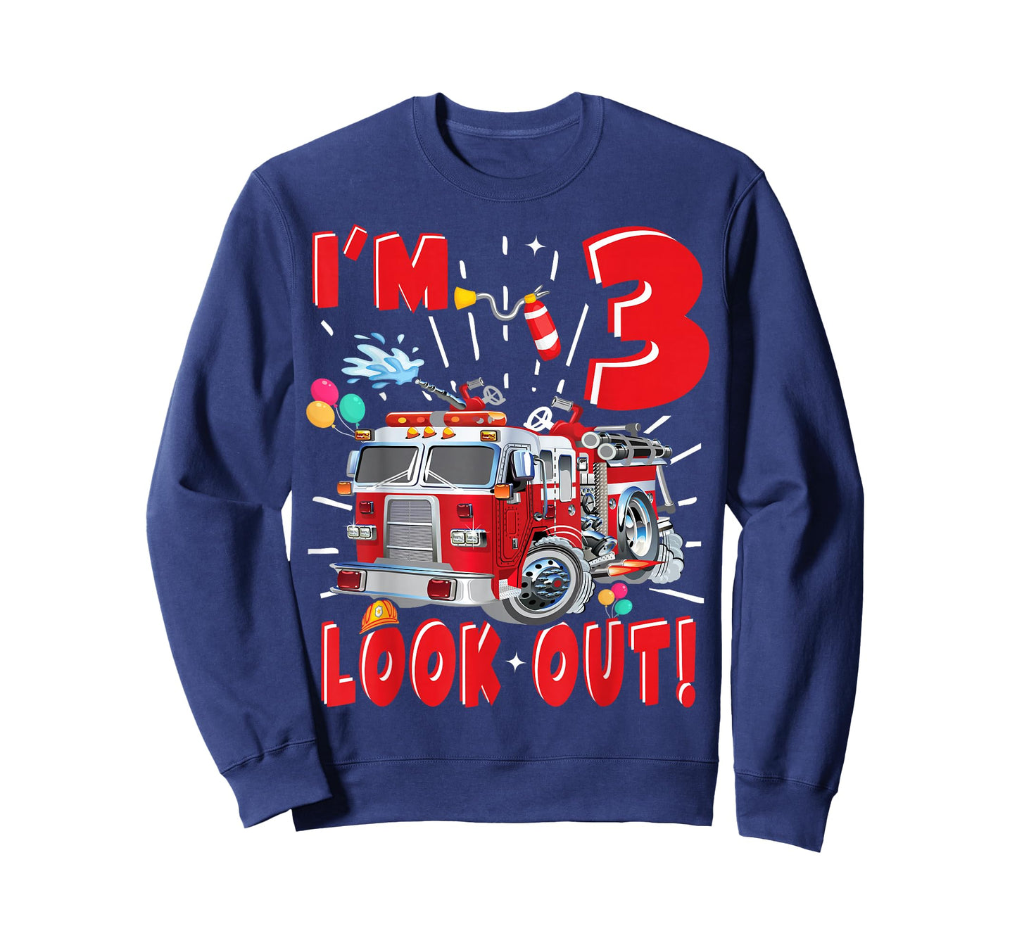 Three 3rd Birthday Fire Truck Boy 3 Year Old Firefighter T-Shirt