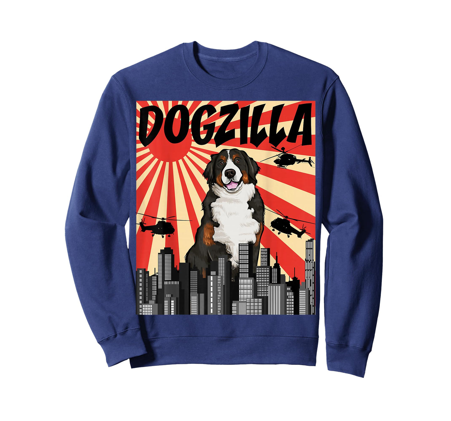 Funny Retro Japanese Dogzilla Bernese Mountain Dog T-Shirt