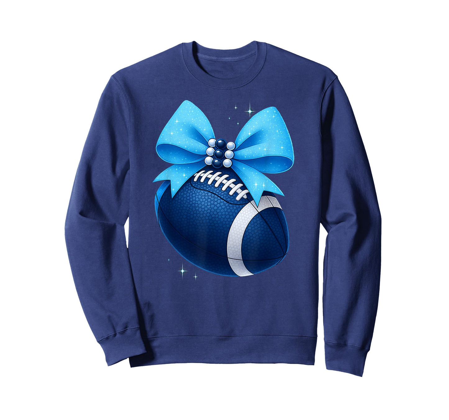 Blue & White Sparkle Football Game Day Spirit T-Shirt