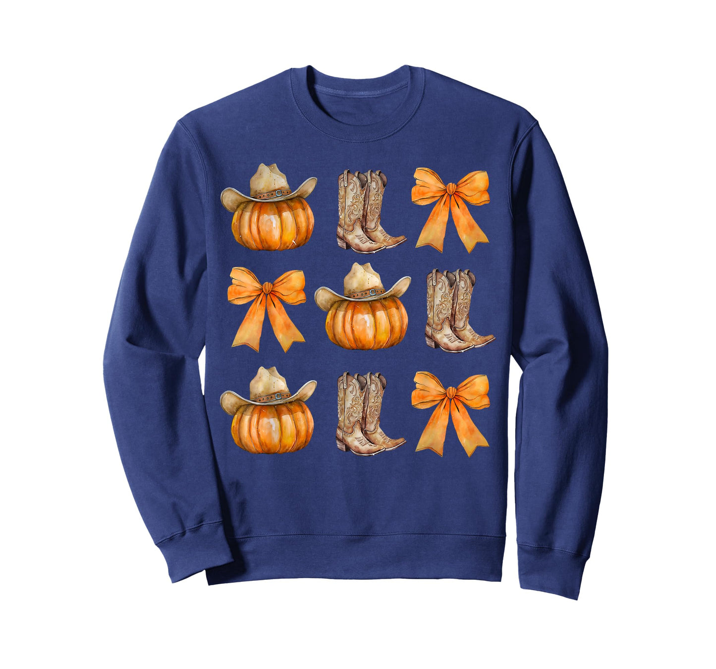 Coquette Bow Cowboy Western Pumpkin Autumn Fall Y'all Leaves T-Shirt