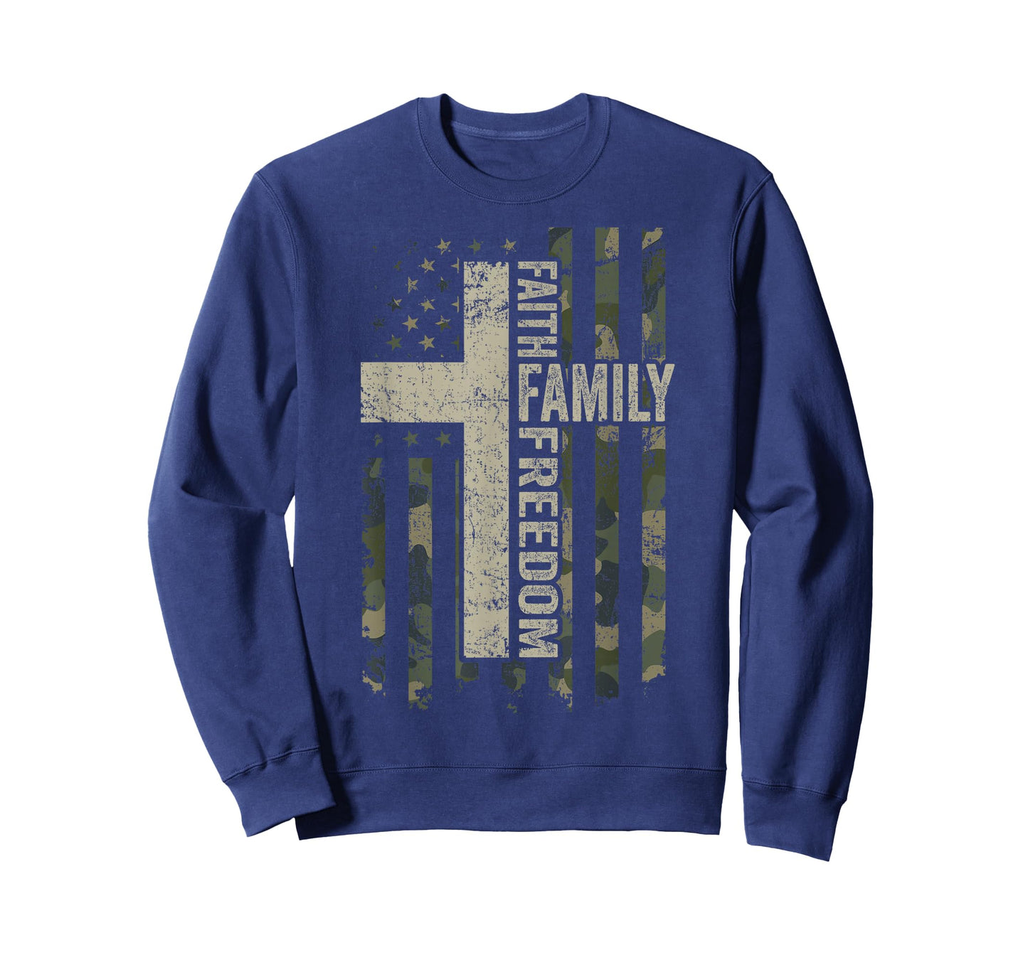 Faith Family & Freedom - Patriotic Christian Camo USA Flag T-Shirt