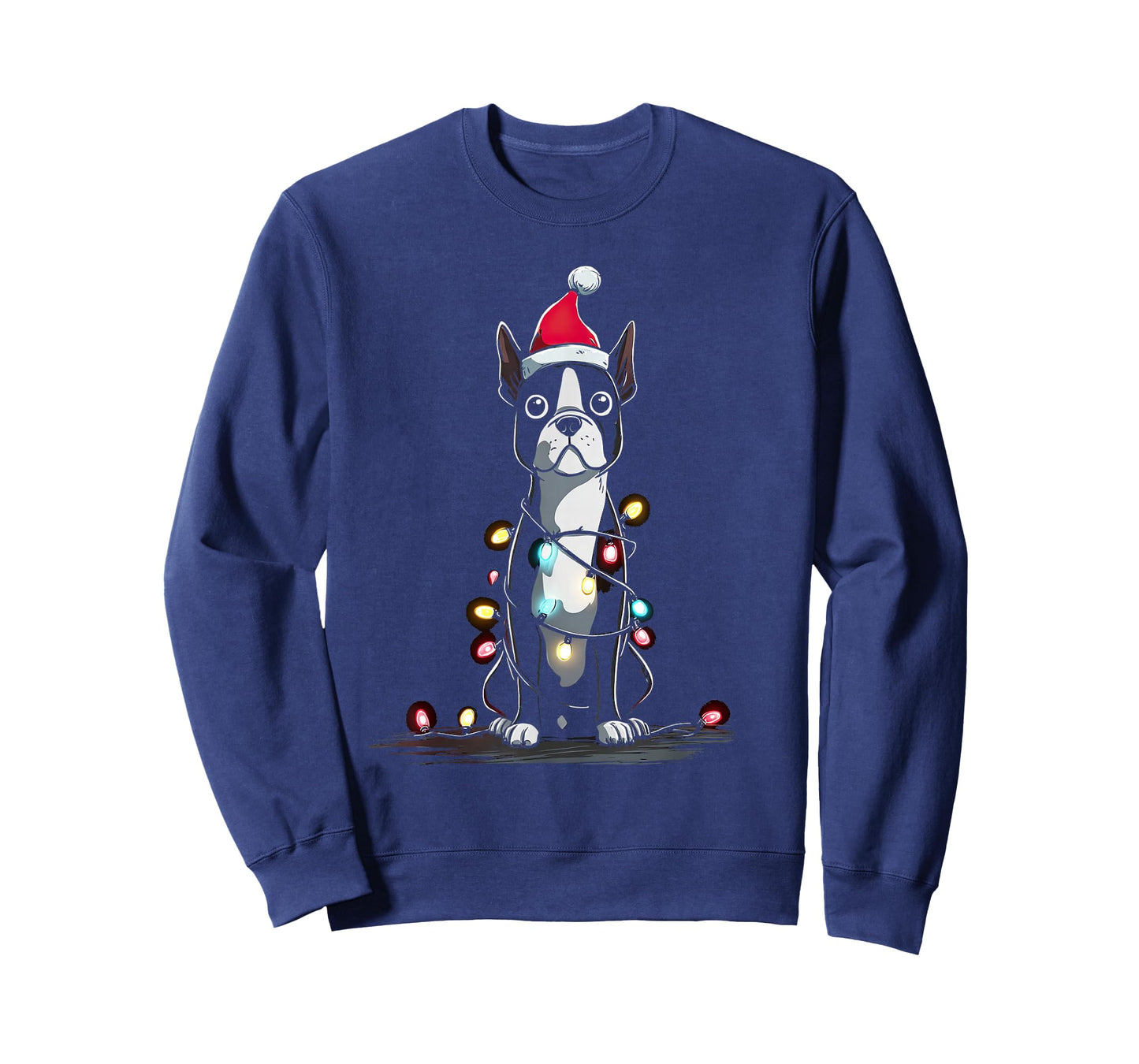 Funny Boston Terrier Christmas Graphics Dog Lights Lover T-Shirt