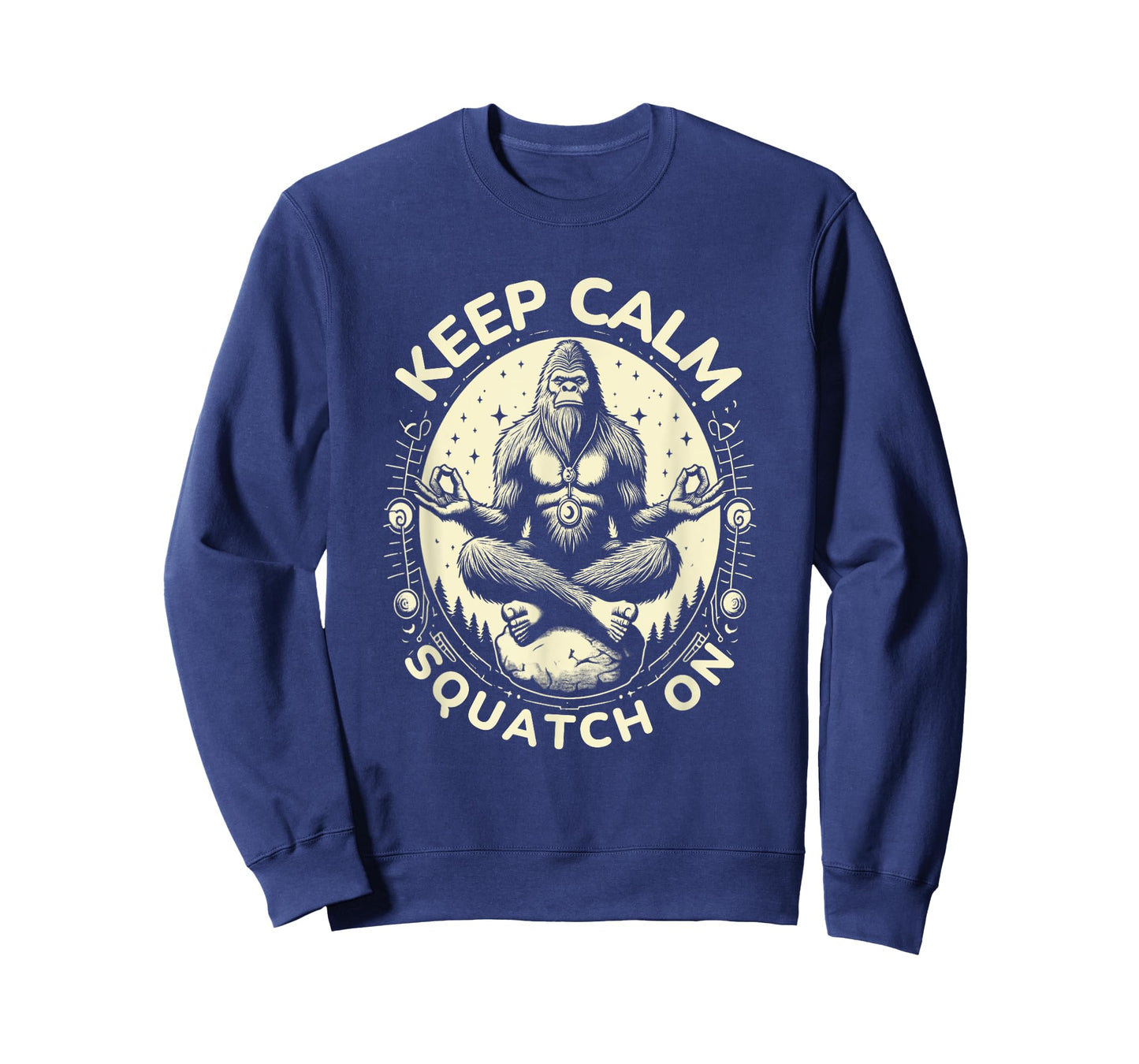 Bigfoot Yoga Pose Funny Sasquatch Keep Calm Squatch On T-Shirt