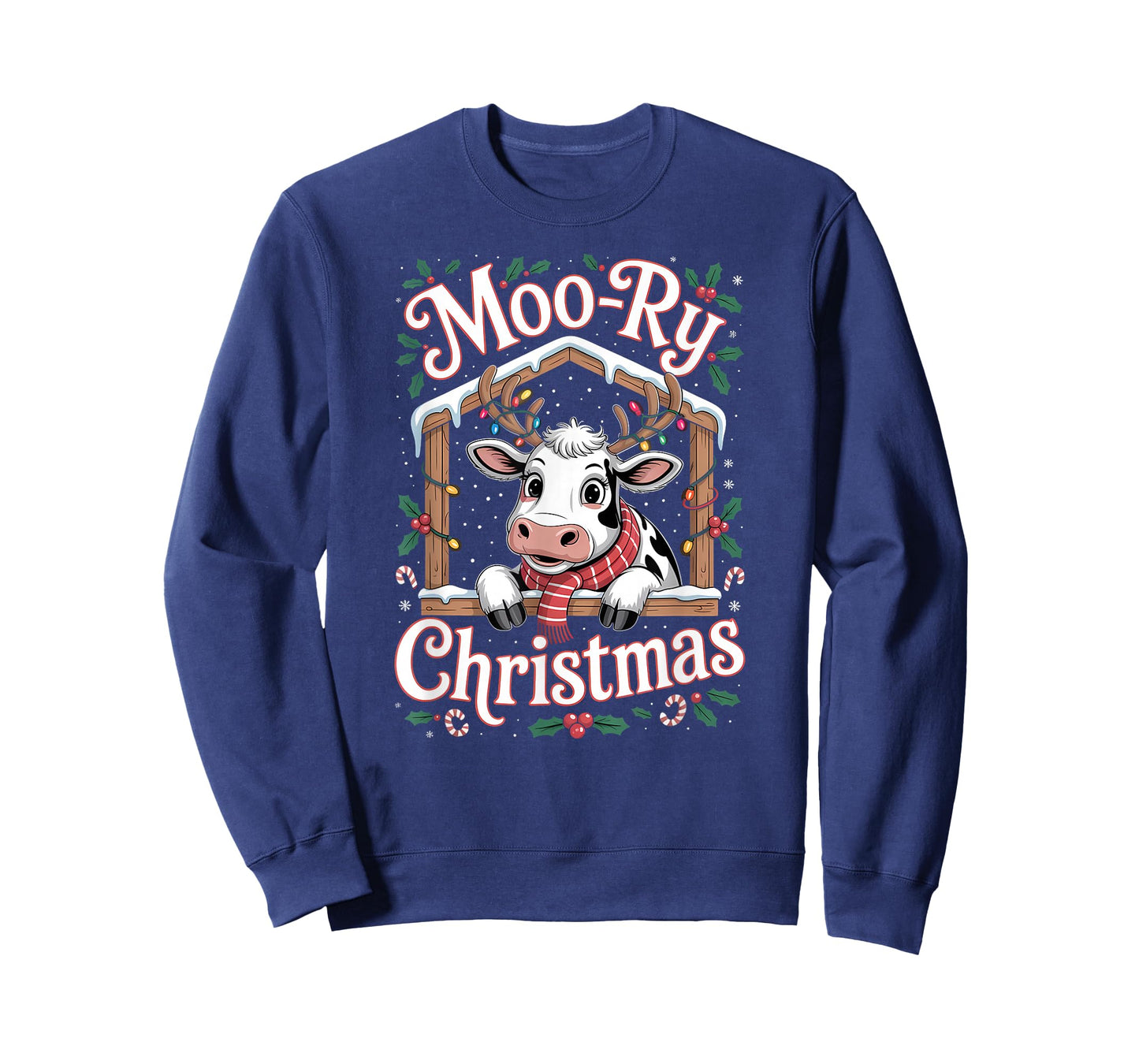Moo Ry Christmas Funny Cow Merry Holiday T-Shirt