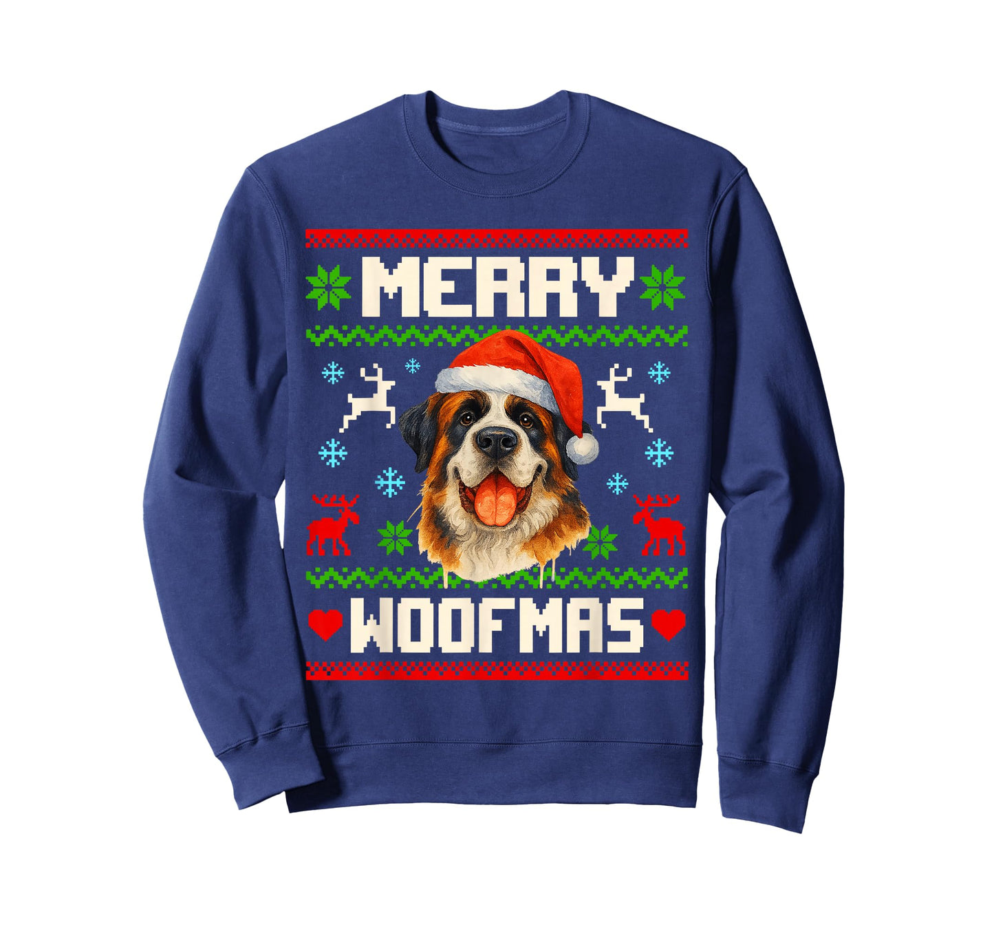 Saint Bernard Dog Christmas Ugly Sweater Pet Dog Lover Xmas T-Shirt