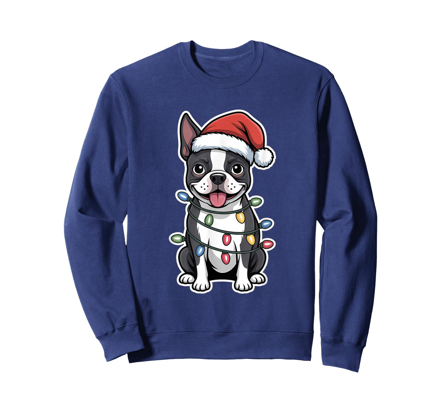 Boston Terrier Wrapped in Christmas Lights T-Shirt