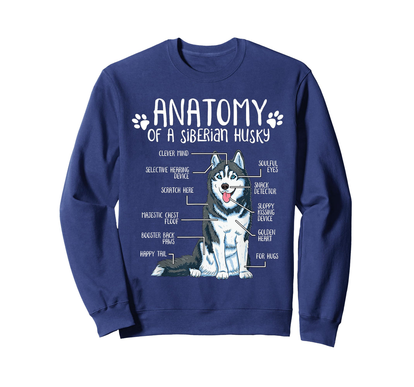 Funny Anatomy Siberian Husky Dog Lover T-Shirt for Men Women Girls Kids