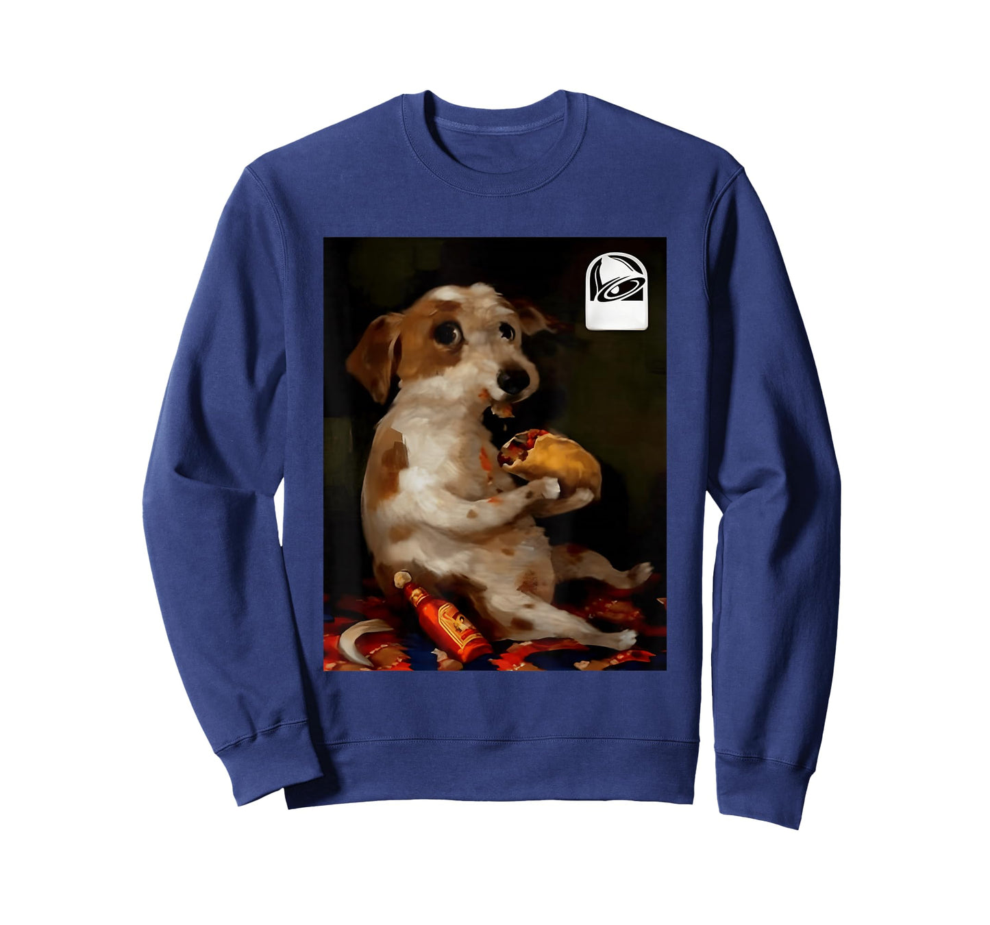 Funny Dog Chill with Taco Vintage Oil Painting Men Women T-Shirt
