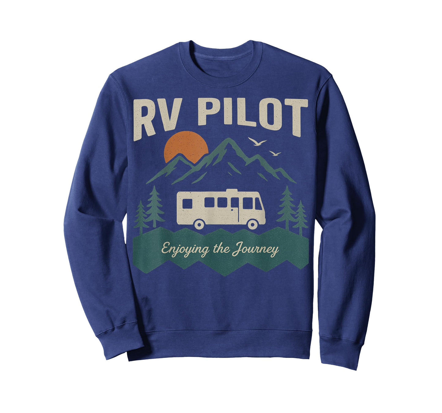 RV Pilot Camping Retro Motorhome Travel Vacation Camper Crew T-Shirt