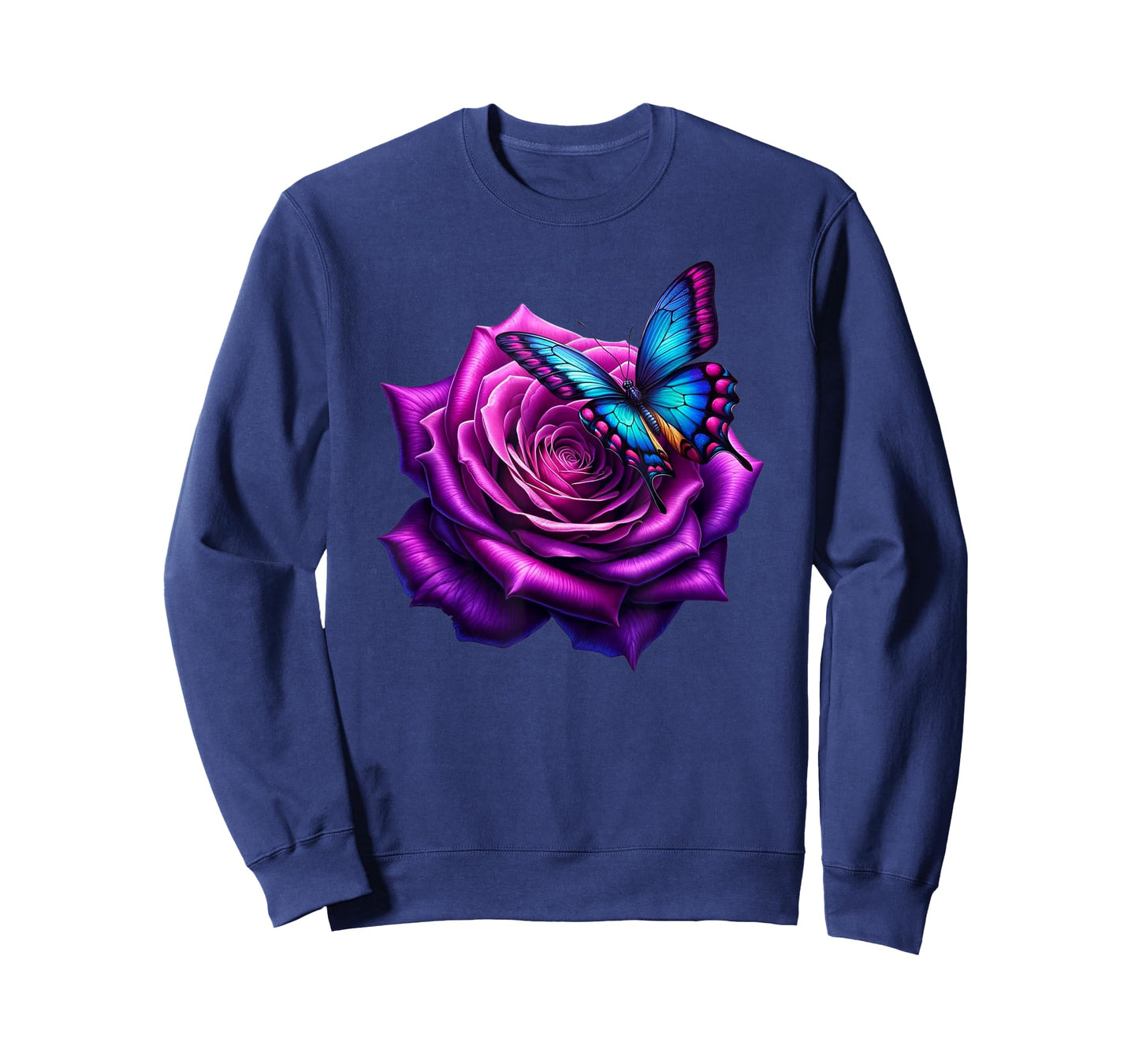 Butterfly On A Purple Colored Rose Flower Butterfly Lover T-Shirt
