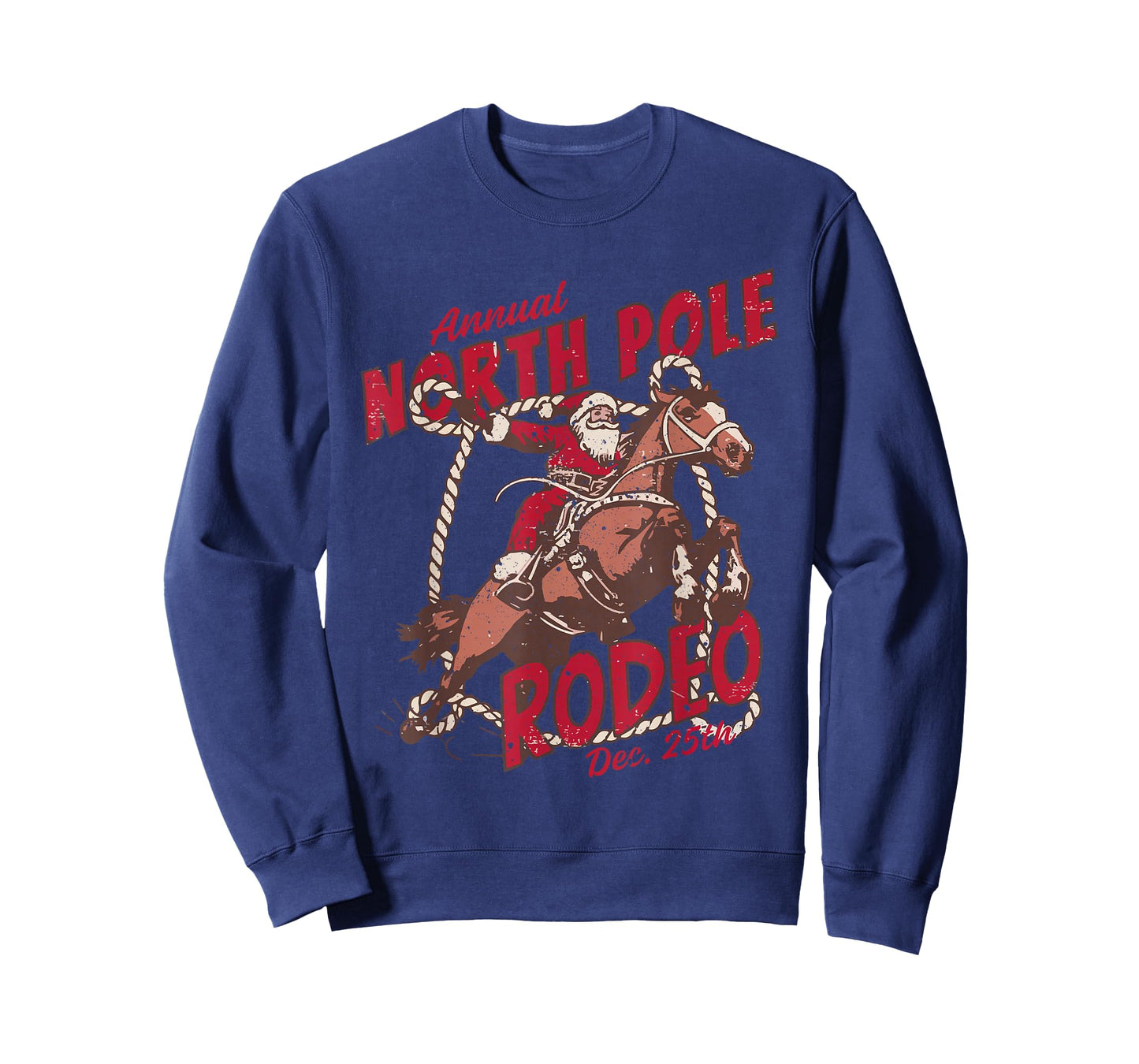 Retro Funny Western Christmas Santa Claus North Pole Rodeo T-Shirt