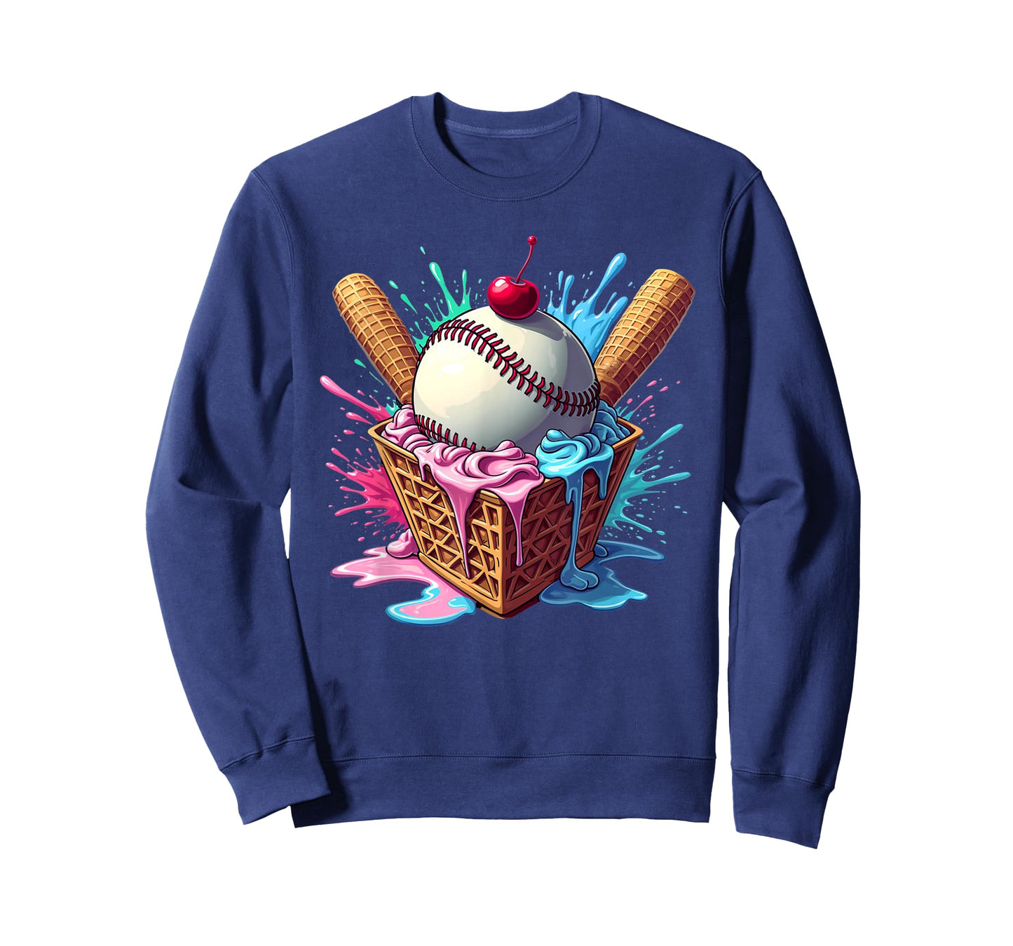 Baseball Home Plate Ice Cream Drip Fun Sports Lover T-Shirt