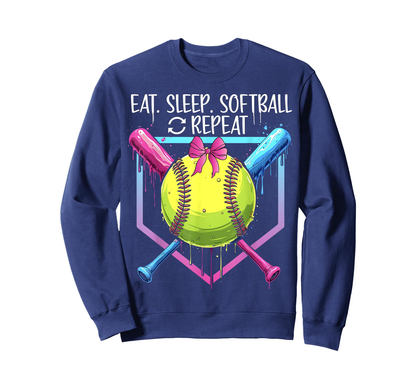 Softball Drip Eat Sleep Softball Repeat Girls Youth Game day T-Shirt