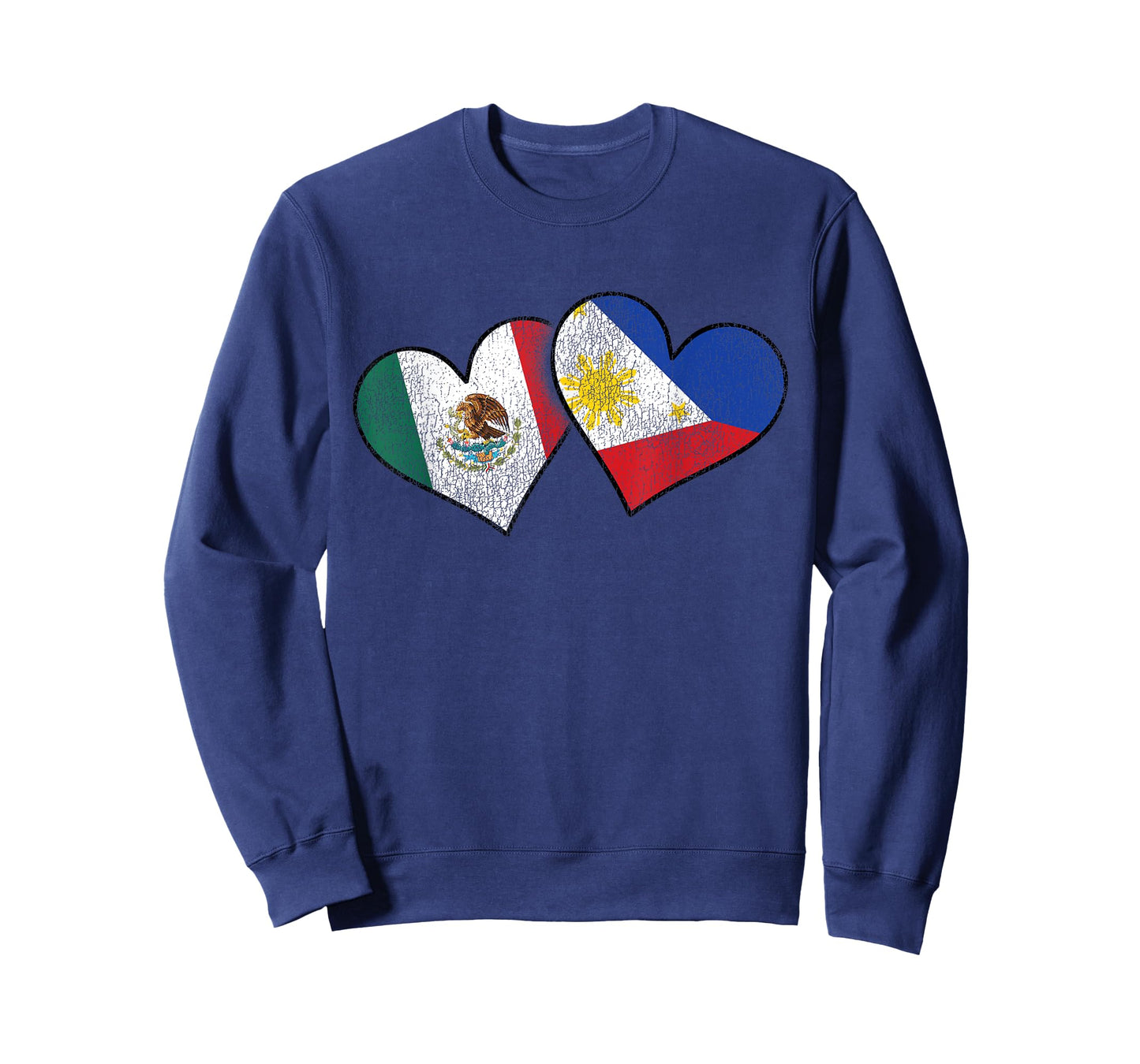 Mexican Filipino Love Mexico Philippines Flag Hearts T-Shirt
