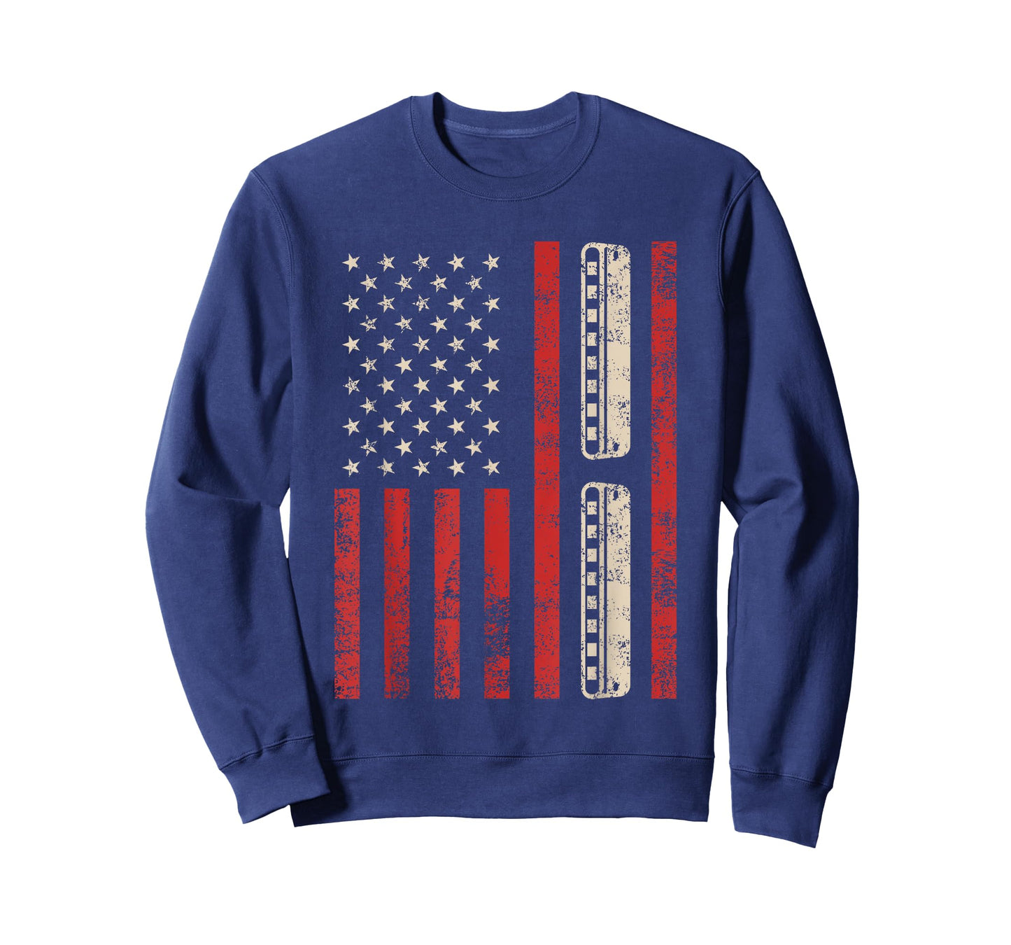 Harmonica Vintage American Flag Patriotic Harmonica Player T-Shirt for Women Girls Kids Men