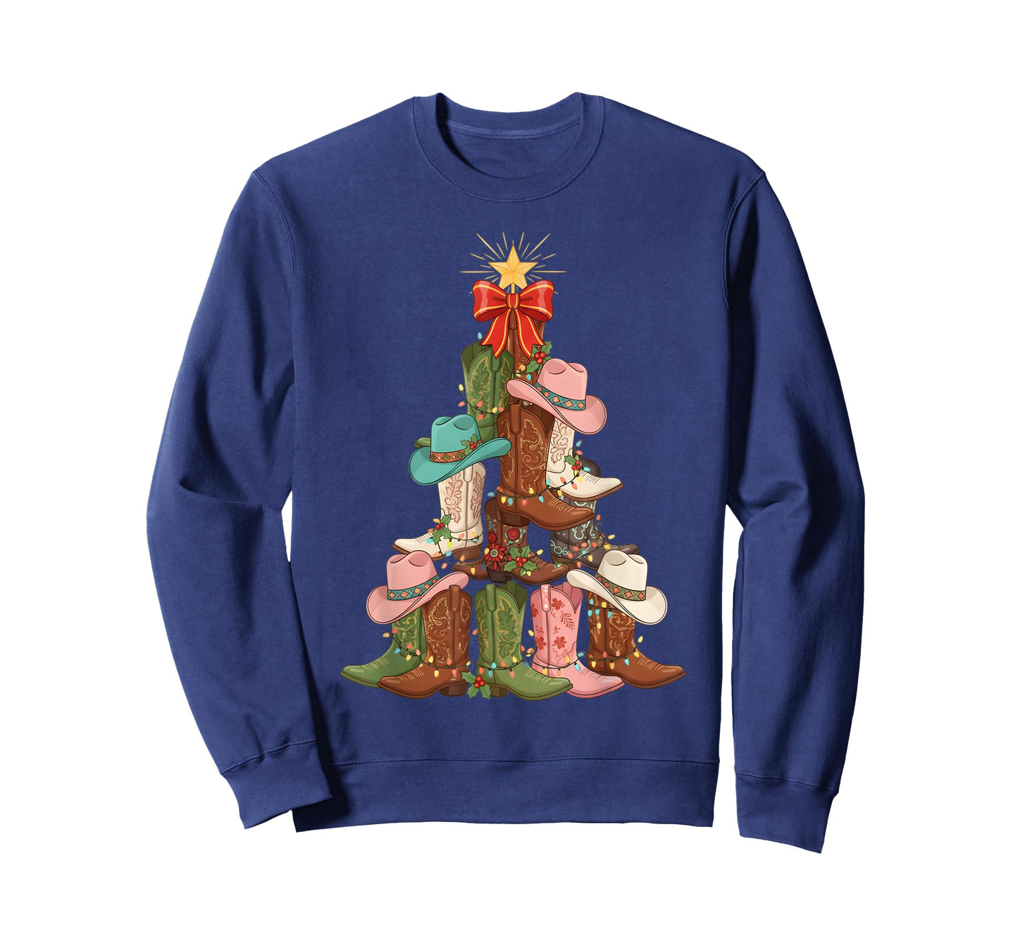 Howdy Christmas Tree Western Cowgirl Boots Xmas Lights T-Shirt
