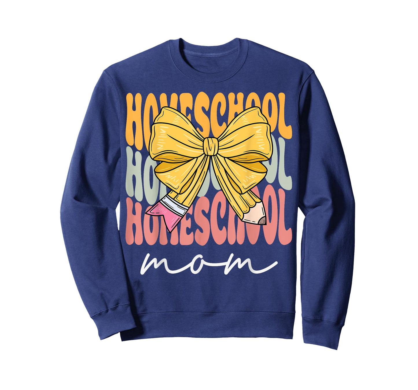 Homeschool Mom Groovy Coquette Bow Cute Funny Back to School T-Shirt