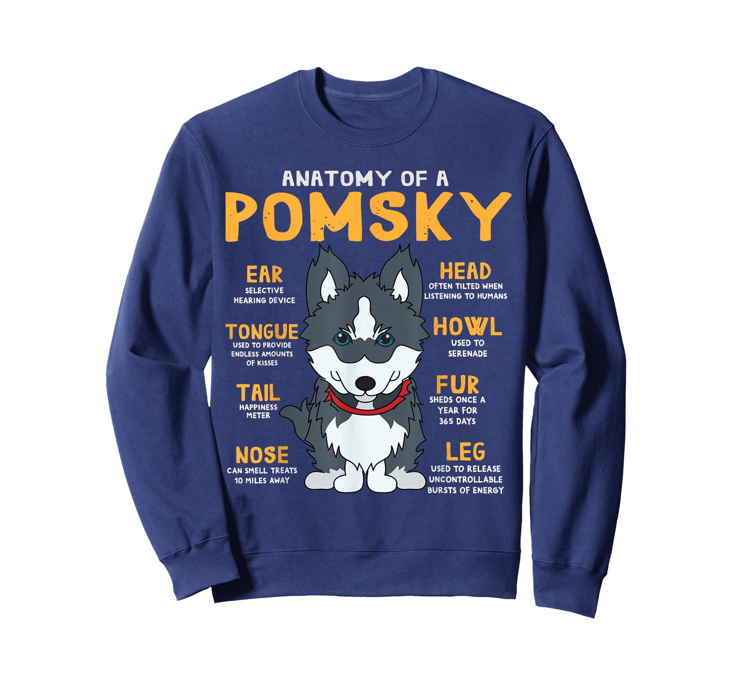 Pomsky Anatomy Funny Dog Mom Dad Gift T-Shirt