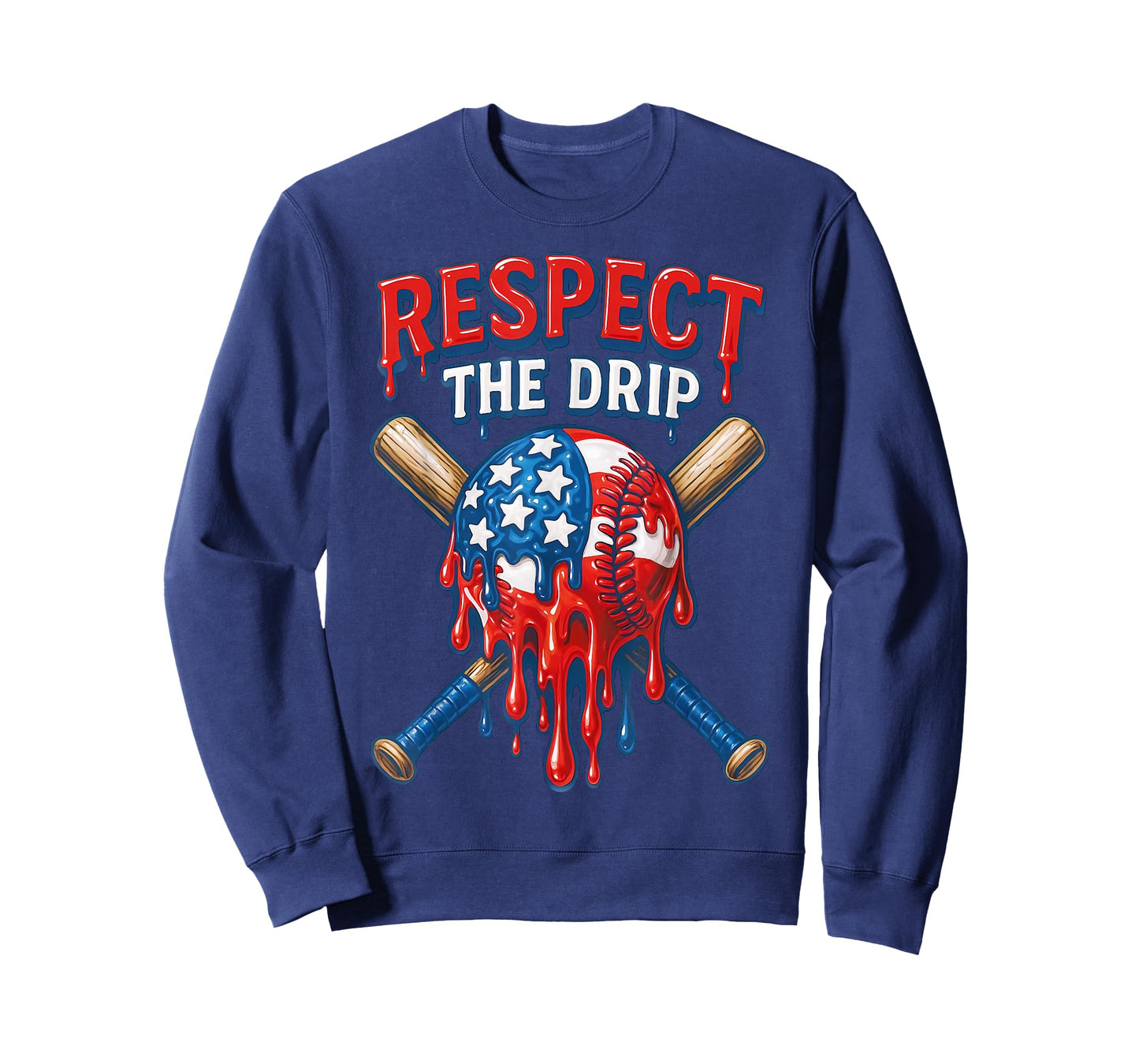 Respect The Drip Baseball Ice Cream Drip 4th of July T-Shirt