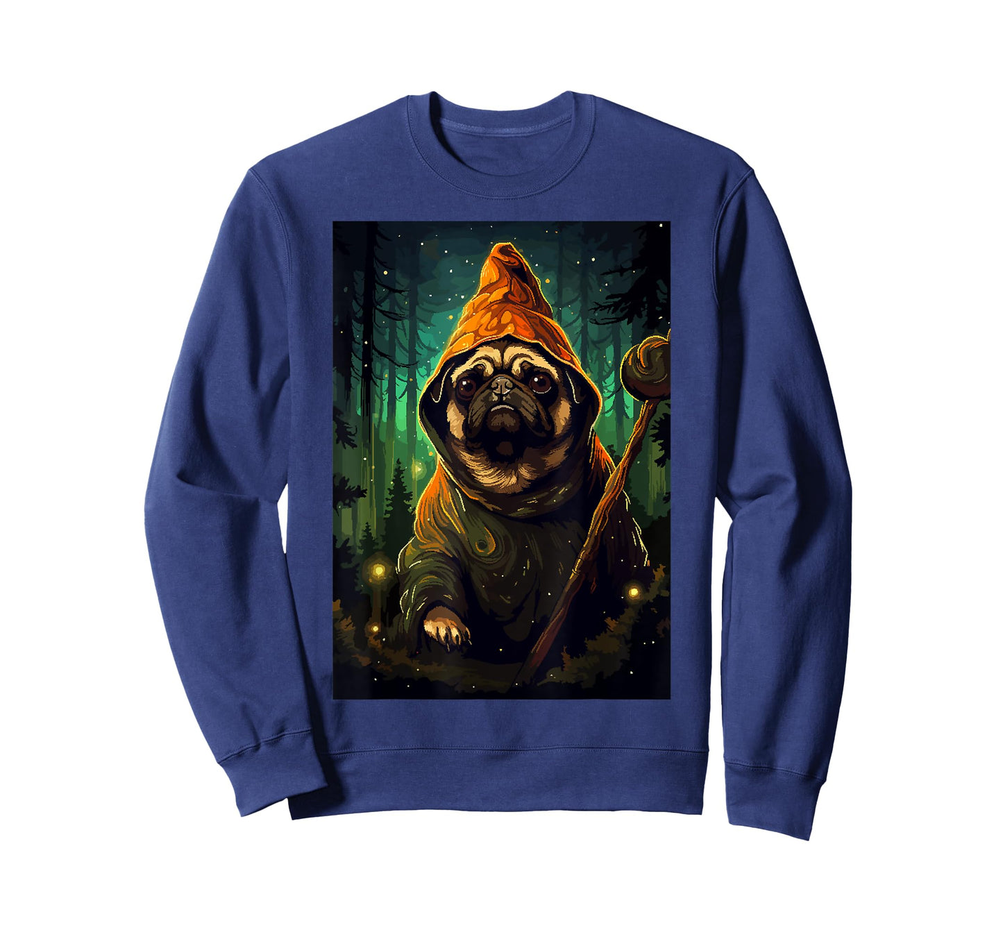 Funny Pug Wizard Retro Pixel Art Cute Dog T-Shirt for Men Women Kids