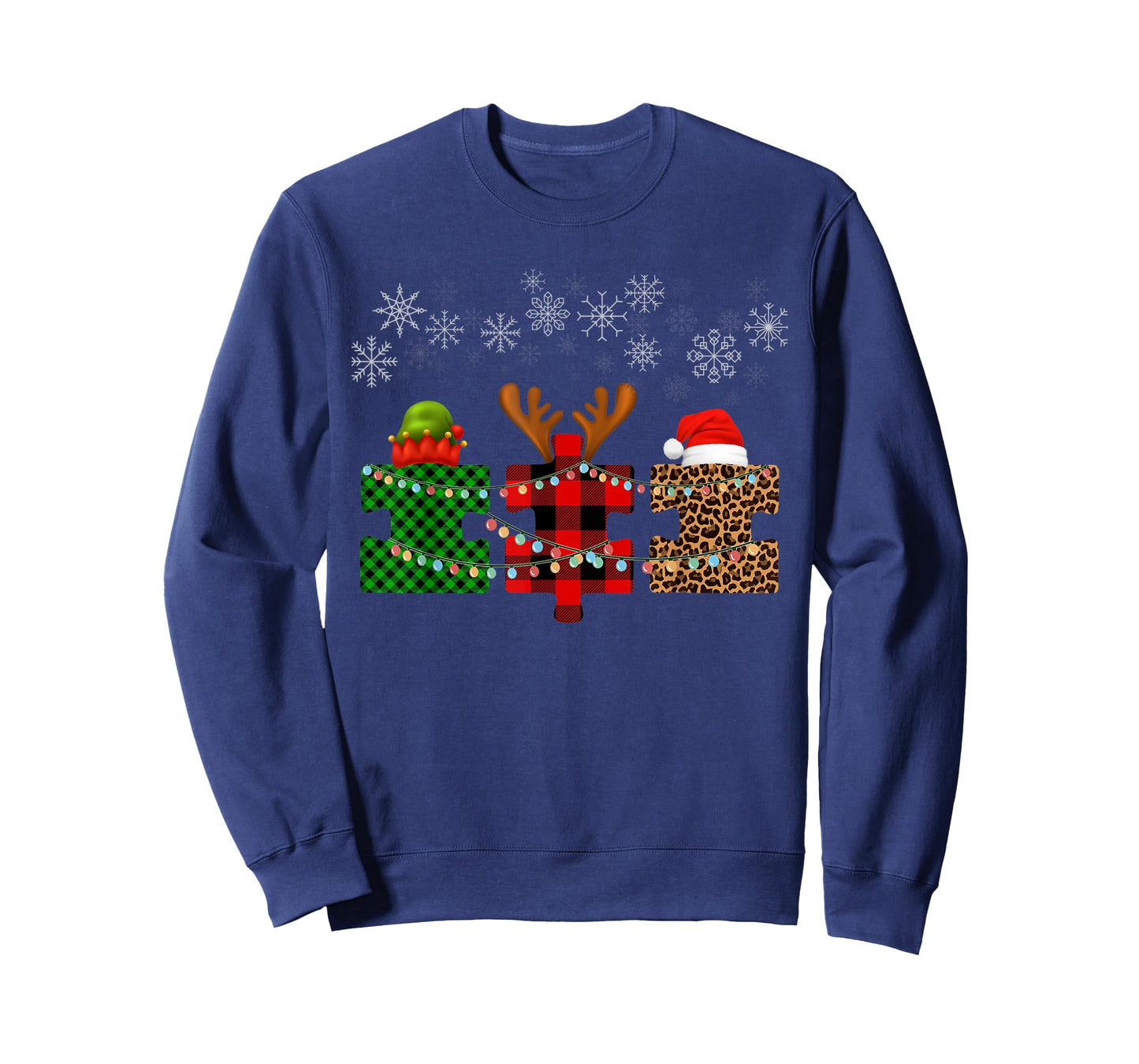 Merry Christmas and snowflakes Autism Merry Christmas puzzle T-Shirt
