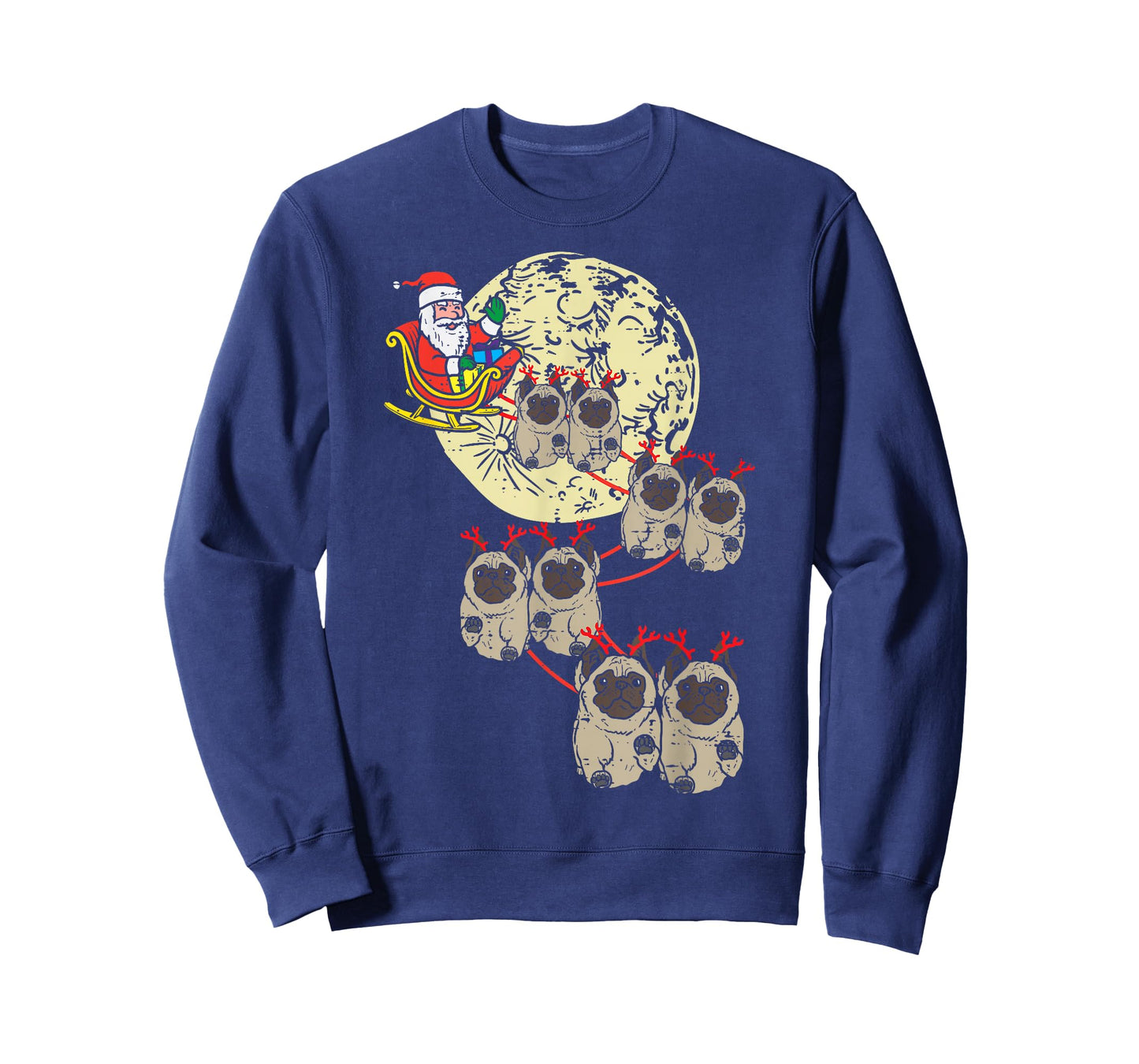 Reindeer Pug Santa Christmas Animal Pet Xmas Dog Lover PJ T-Shirt