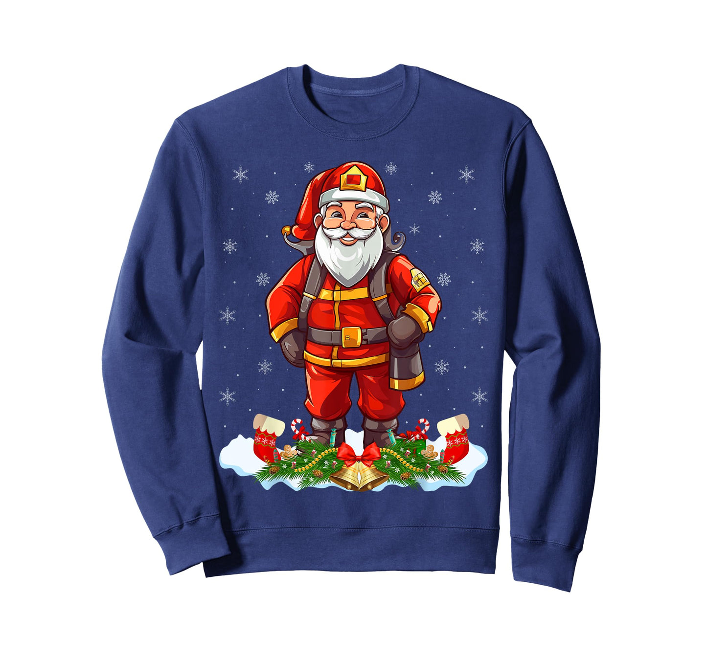 Funny Fireman Costume Santa Claus Firefighter Christmas T-Shirt