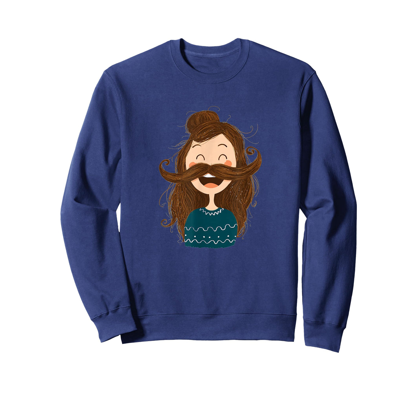 Happy Laughing Girl with Mustache Beard for Adults and Kids T-Shirt