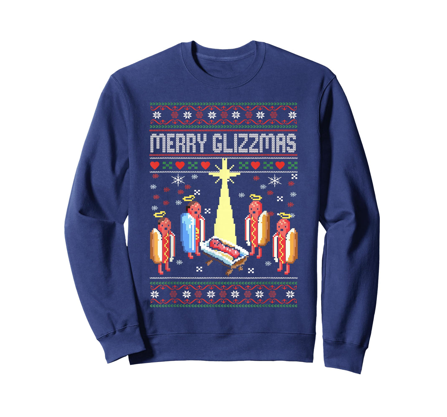 Funny Merry Glizzmas Hot Dogs Family Groups Ugly Christmas T-Shirt