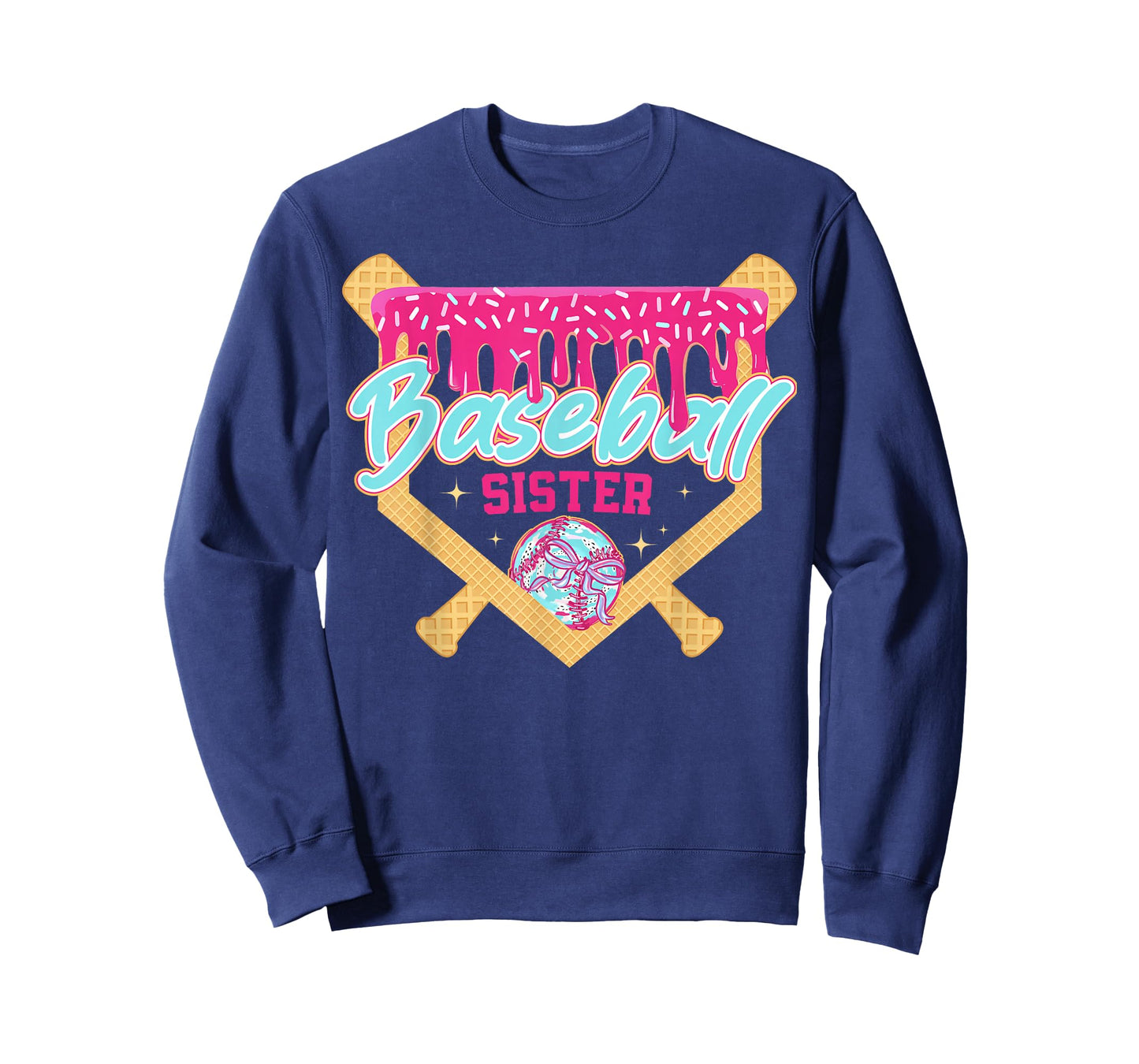 Baseball Sister Drip Ice Cream Baseball Game Day T-Shirt
