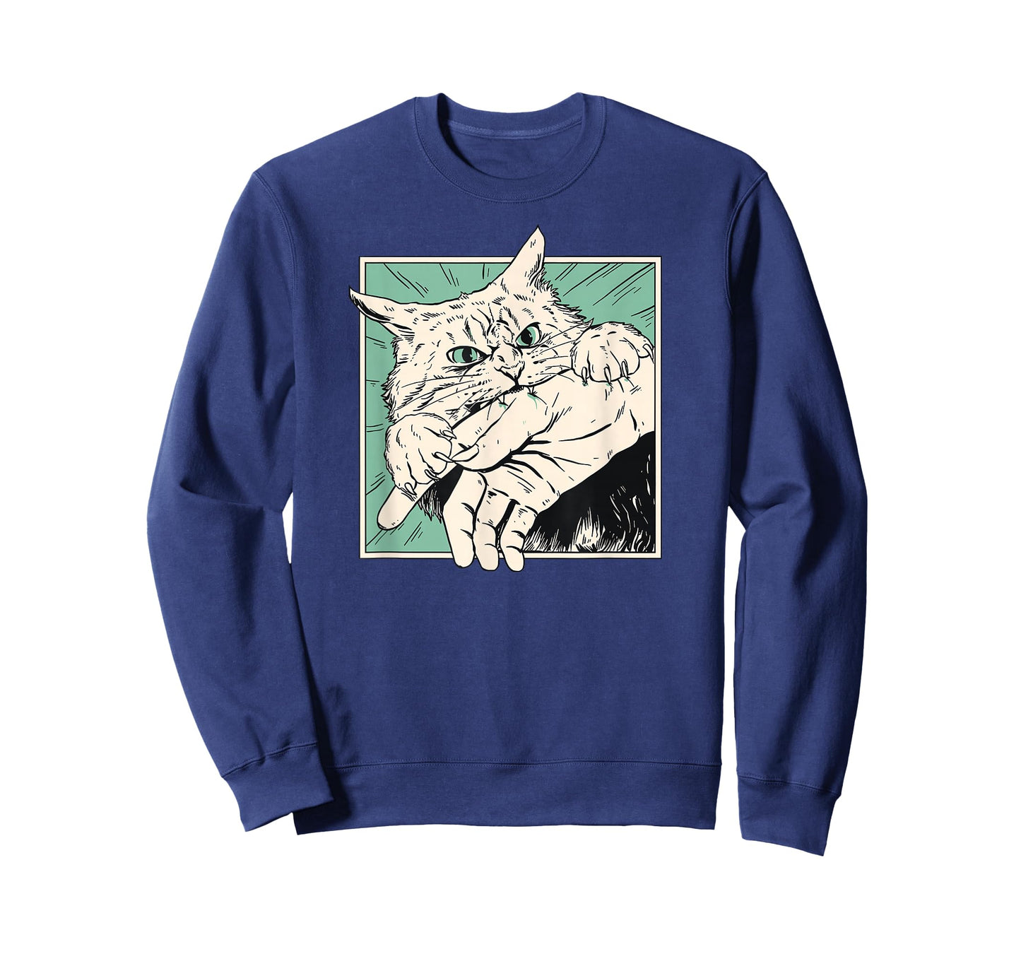 Japanese Horror Anime Cat Bite Vintage Manga Art T-Shirt