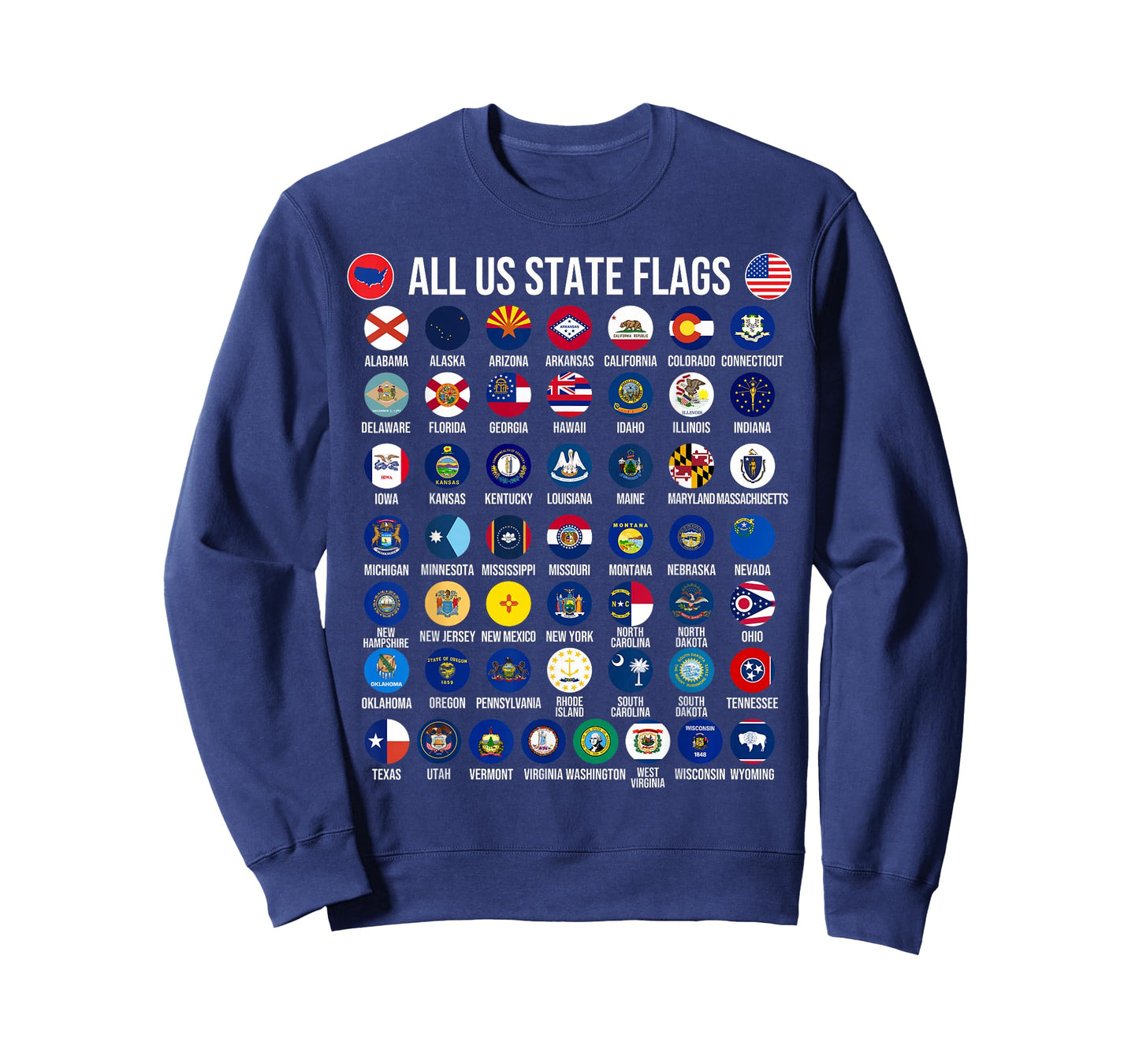 Flags of the U.S. States 50 Flags American Geography T-Shirt