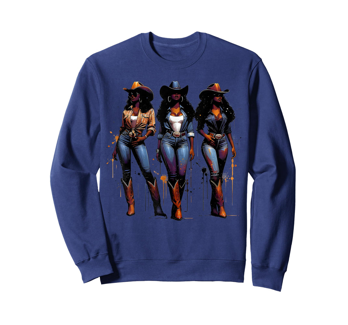 Black Cowgirl Painting Art Western Rodeo Melanin Black Woman T-Shirt