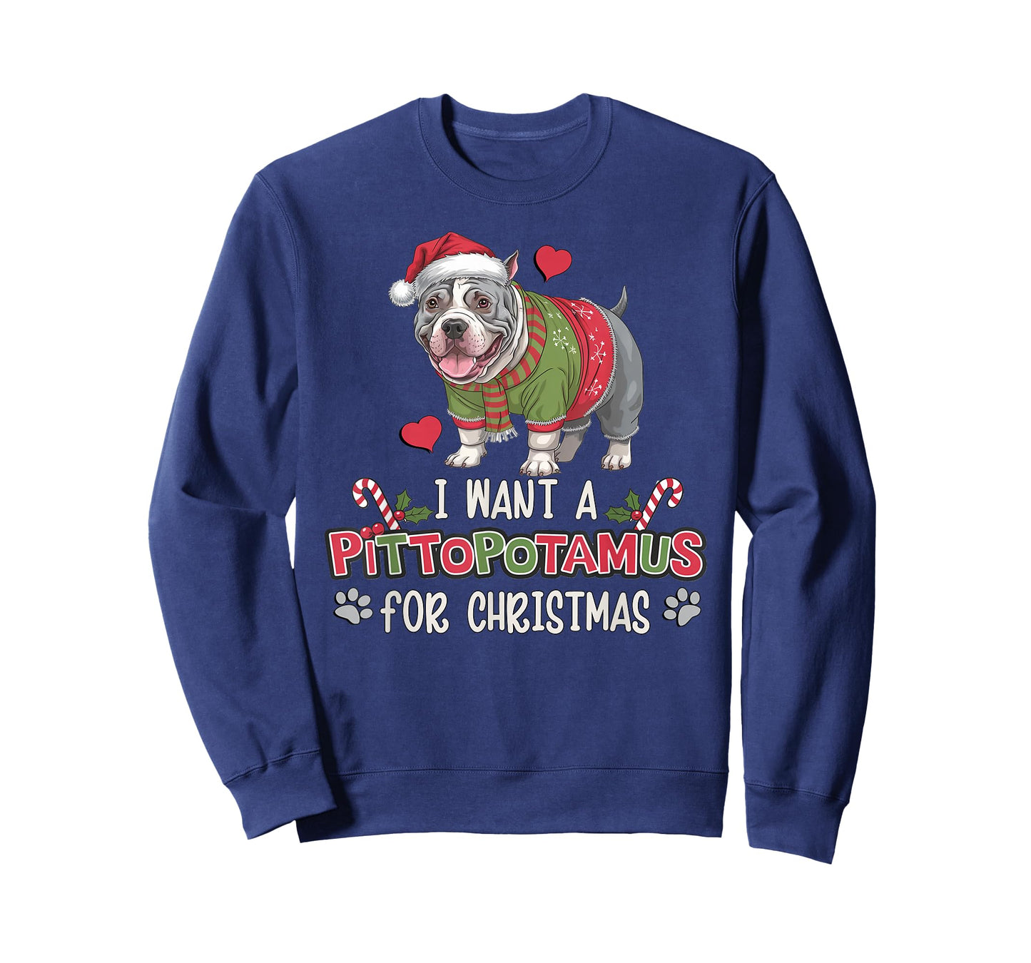 Merry Pitmas Pitbull Dog I Love My Pittopotamus Christmas T-Shirt