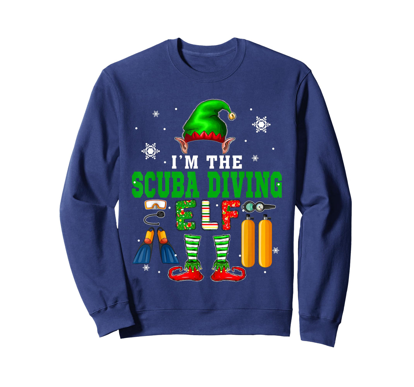 I'm The Scuba Diving Elf Christmas Elf Shoes Hat Costume T-Shirt