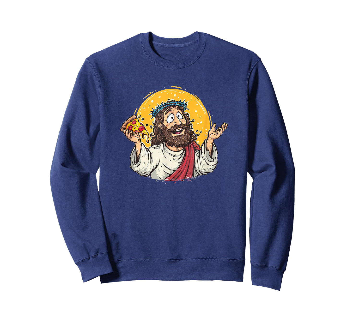 Funny Cartoon Jesus Christ with Pizza Slice Costume T-Shirt
