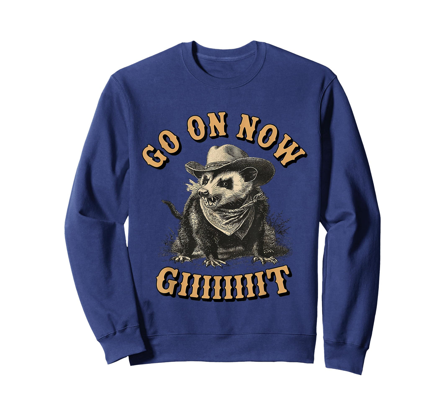 Western Country Vintage Cowboy Opossum Go On Now Git T-Shirt