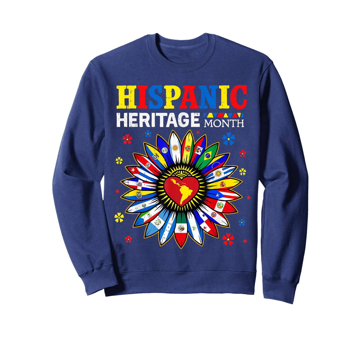 Hispanic Heritage Month Sunflower Latino Countries Flags T-Shirt