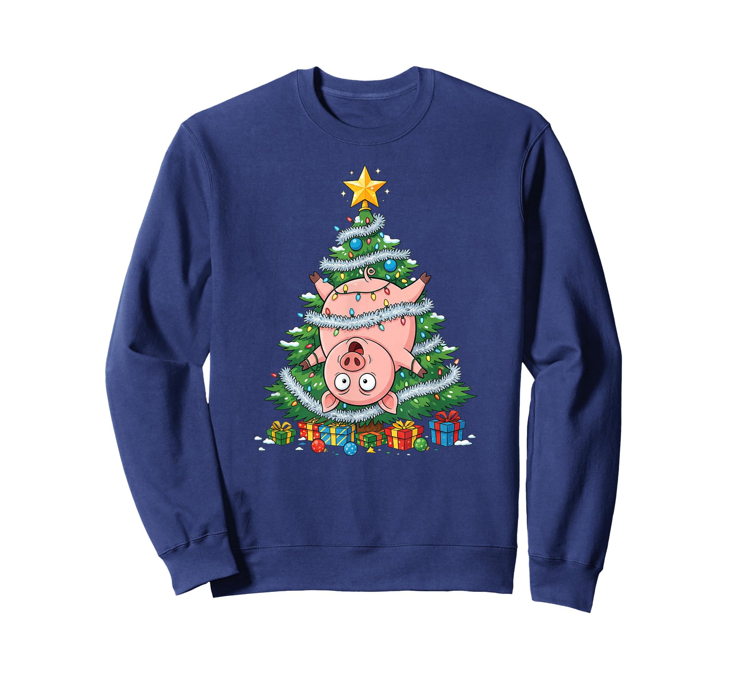 Funny Pig Christmas Tree Kids Mens Womens T-Shirt