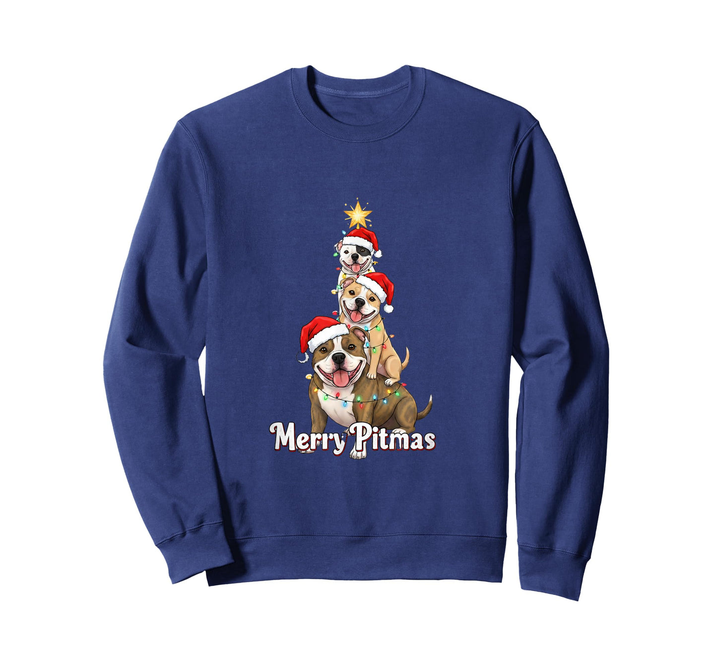 Merry Pitmas Pitbull Christmas Theme for Festive Dog Lovers T-Shirt